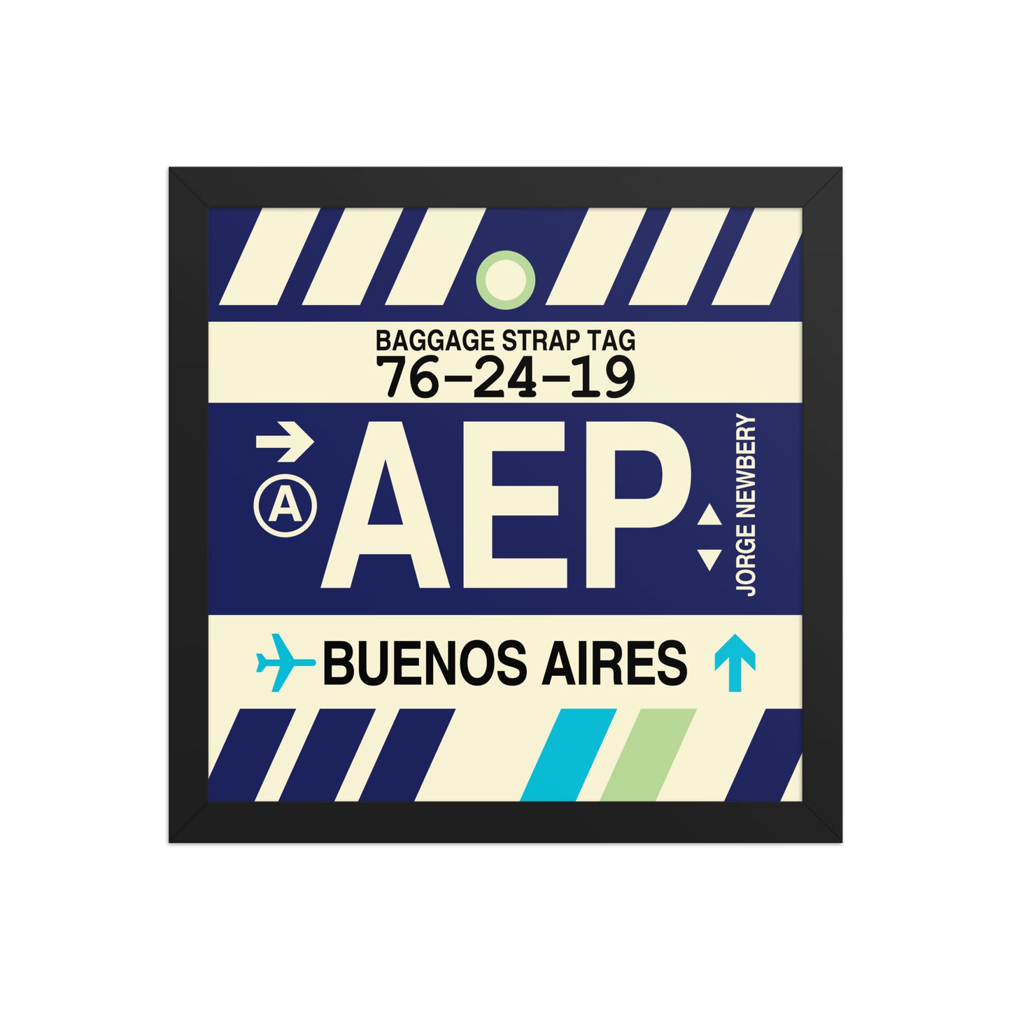 AEP Buenos Aires Framed Print • Jet Age Baggage Tag Design • YHM Designs - Image 03