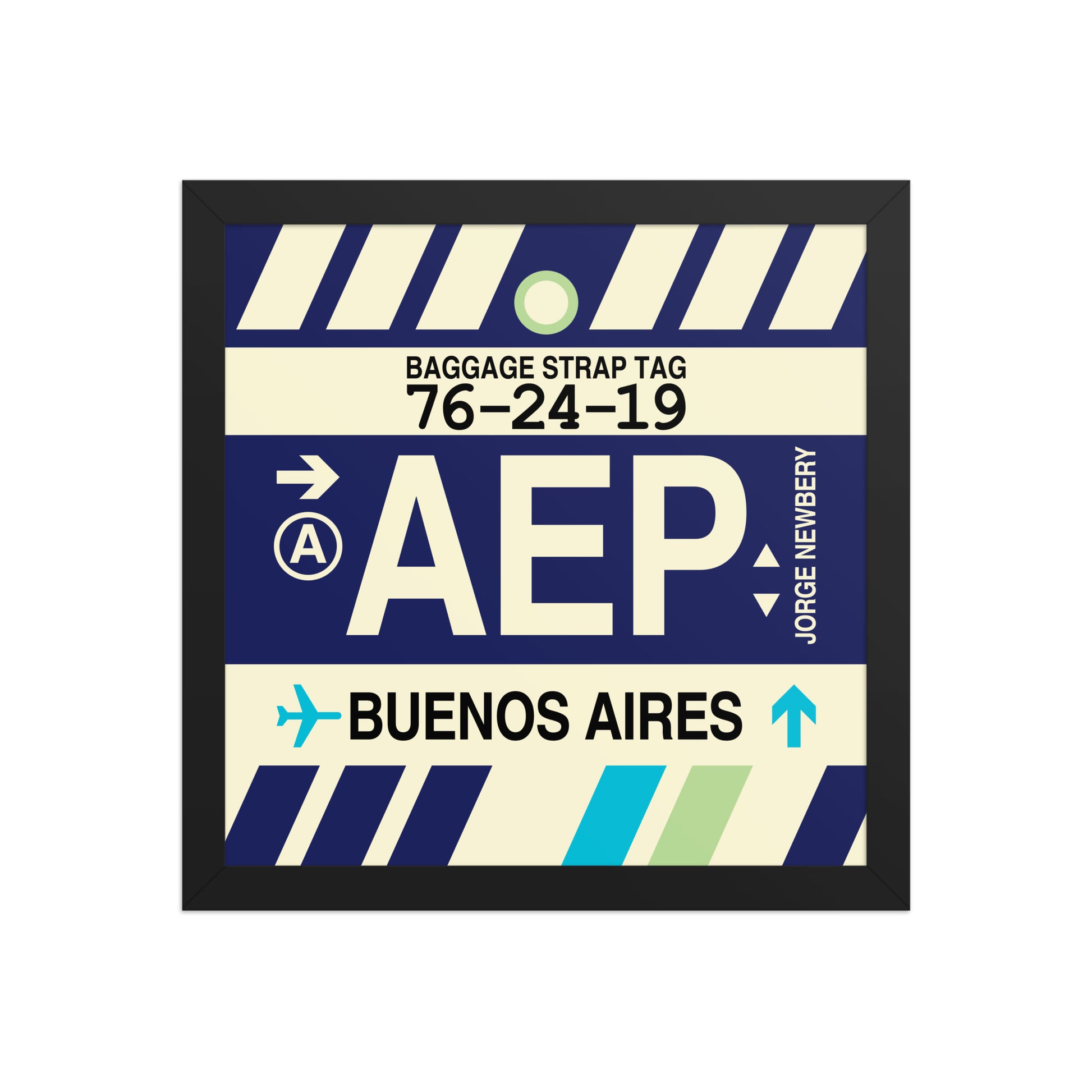 AEP Buenos Aires Framed Print • Jet Age Baggage Tag Design • YHM Designs - Image 03