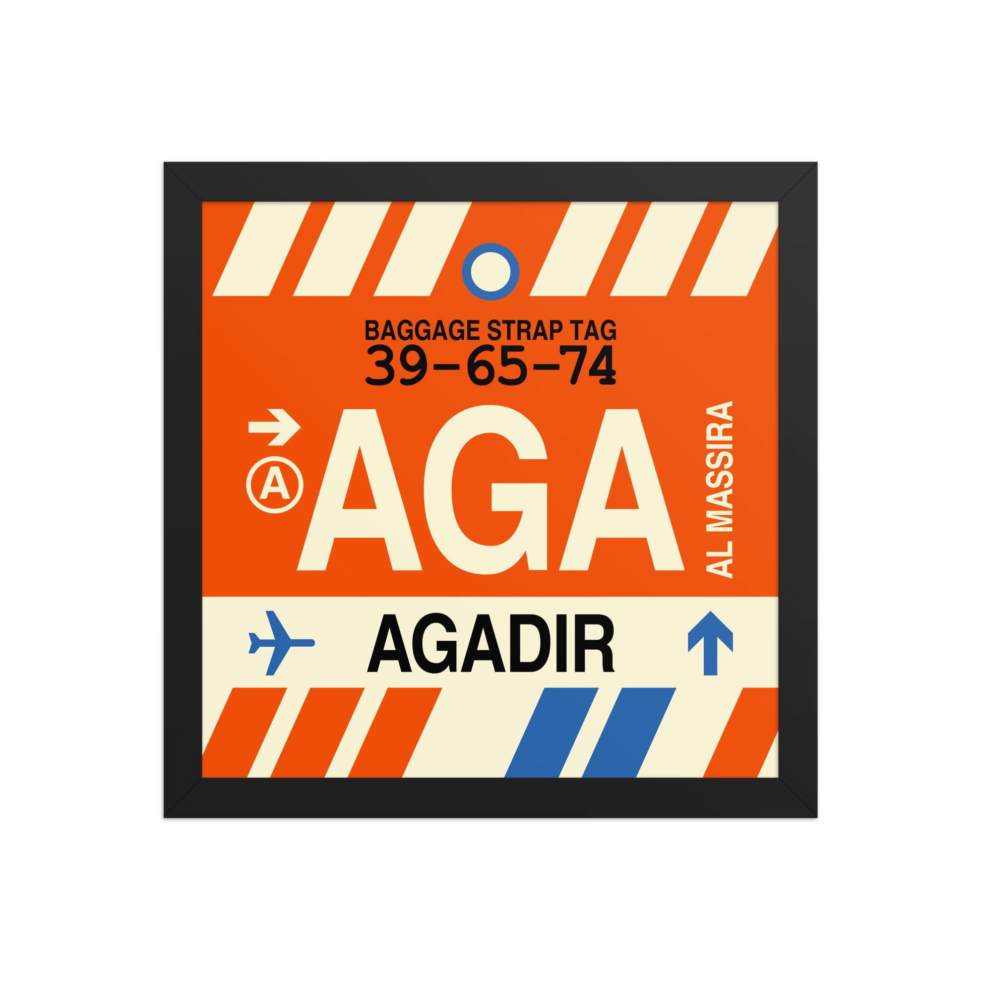 AGA Agadir Framed Print • Jet Age Baggage Tag Design • YHM Designs - Image 03