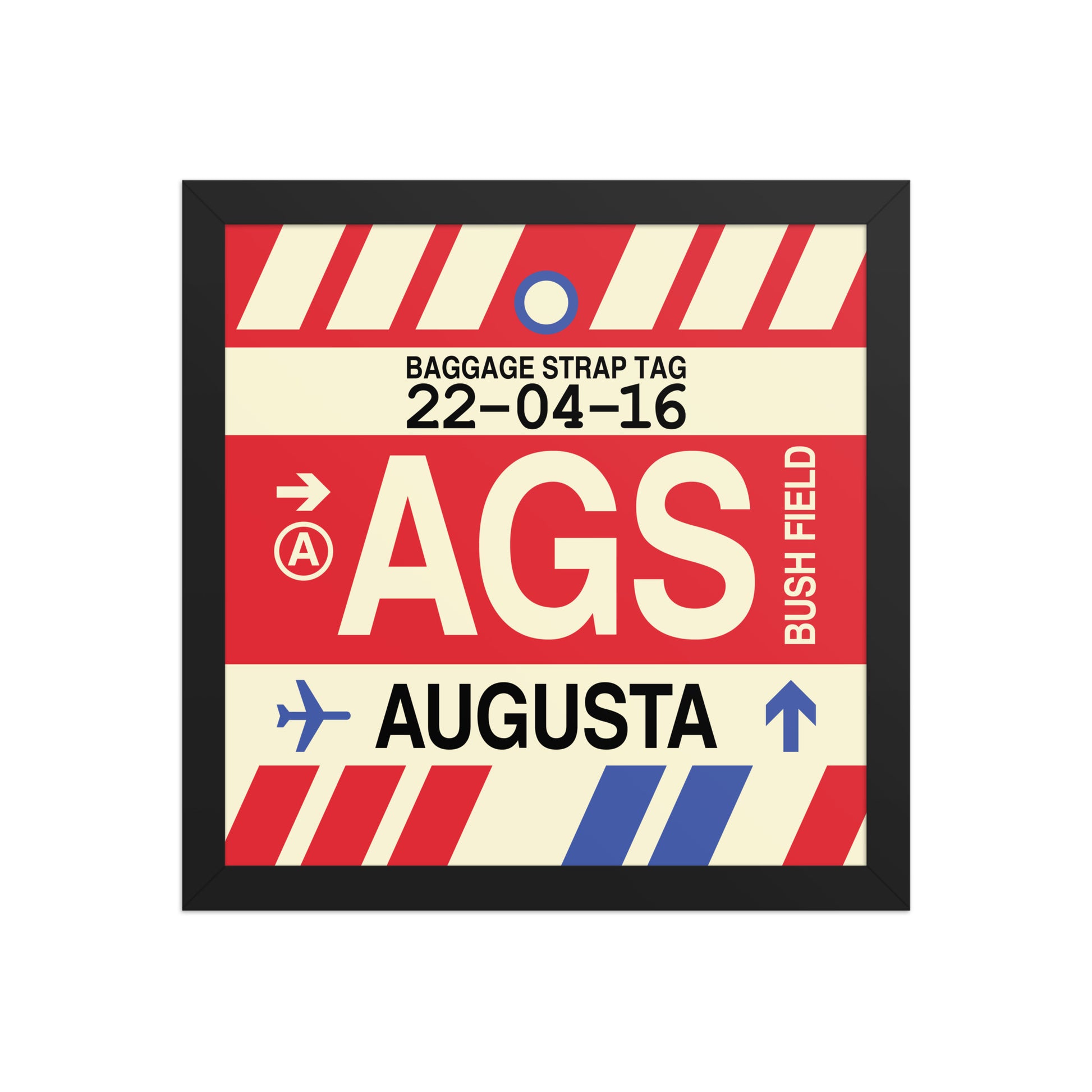 AGS Augusta Framed Print • Jet Age Baggage Tag Design • YHM Designs - Image 03