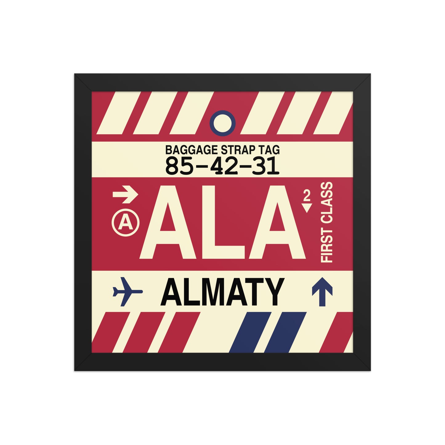 ALA Almaty Framed Print • Jet Age Baggage Tag Design • YHM Designs - Image 03