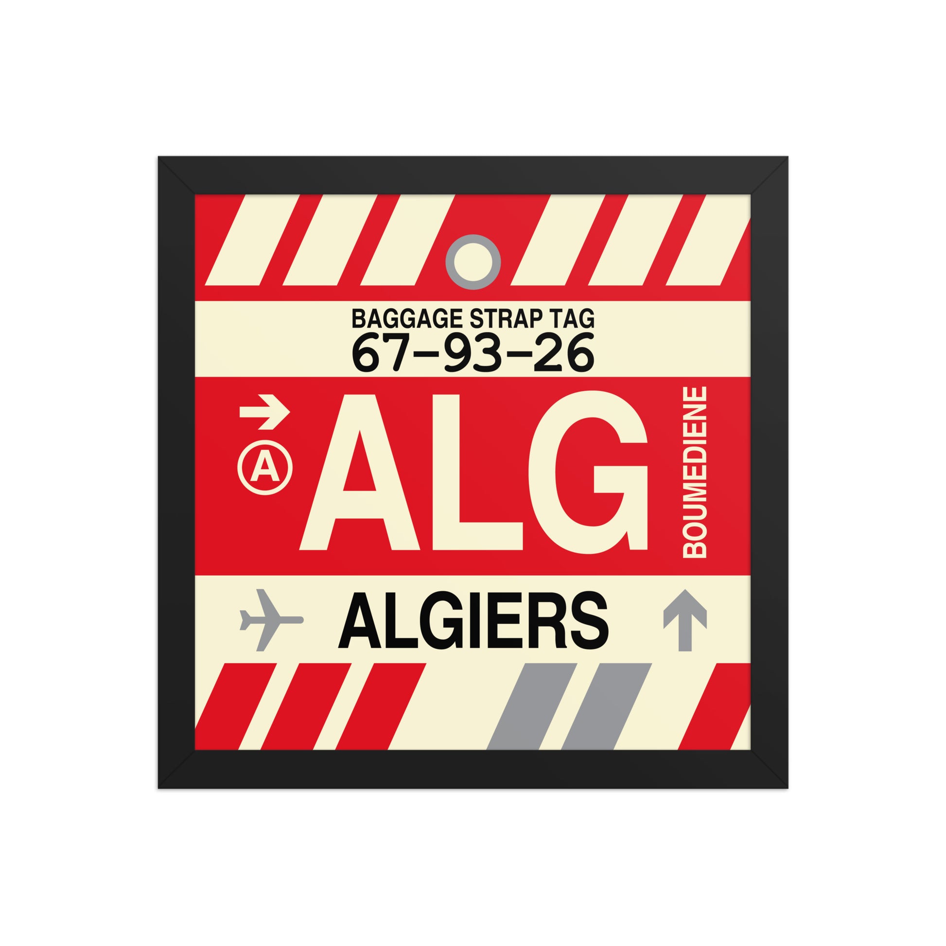 ALG Algiers Framed Print • Jet Age Baggage Tag Design • YHM Designs - Image 03