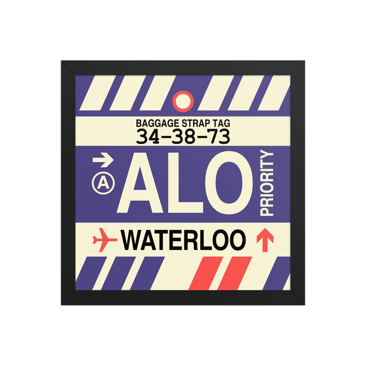 ALO Waterloo Framed Print • Jet Age Baggage Tag Design • YHM Designs - Image 03