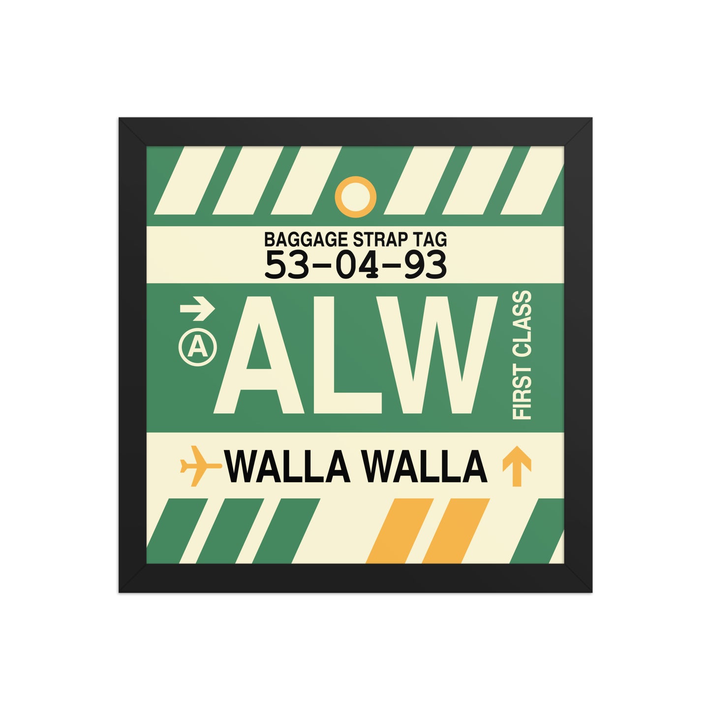 ALW Walla Walla Framed Print • Jet Age Baggage Tag Design • YHM Designs - Image 03