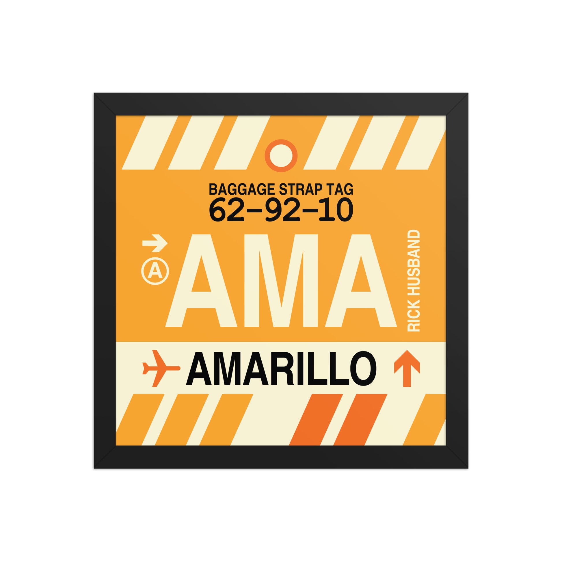 AMA Amarillo Framed Print • Jet Age Baggage Tag Design • YHM Designs - Image 03