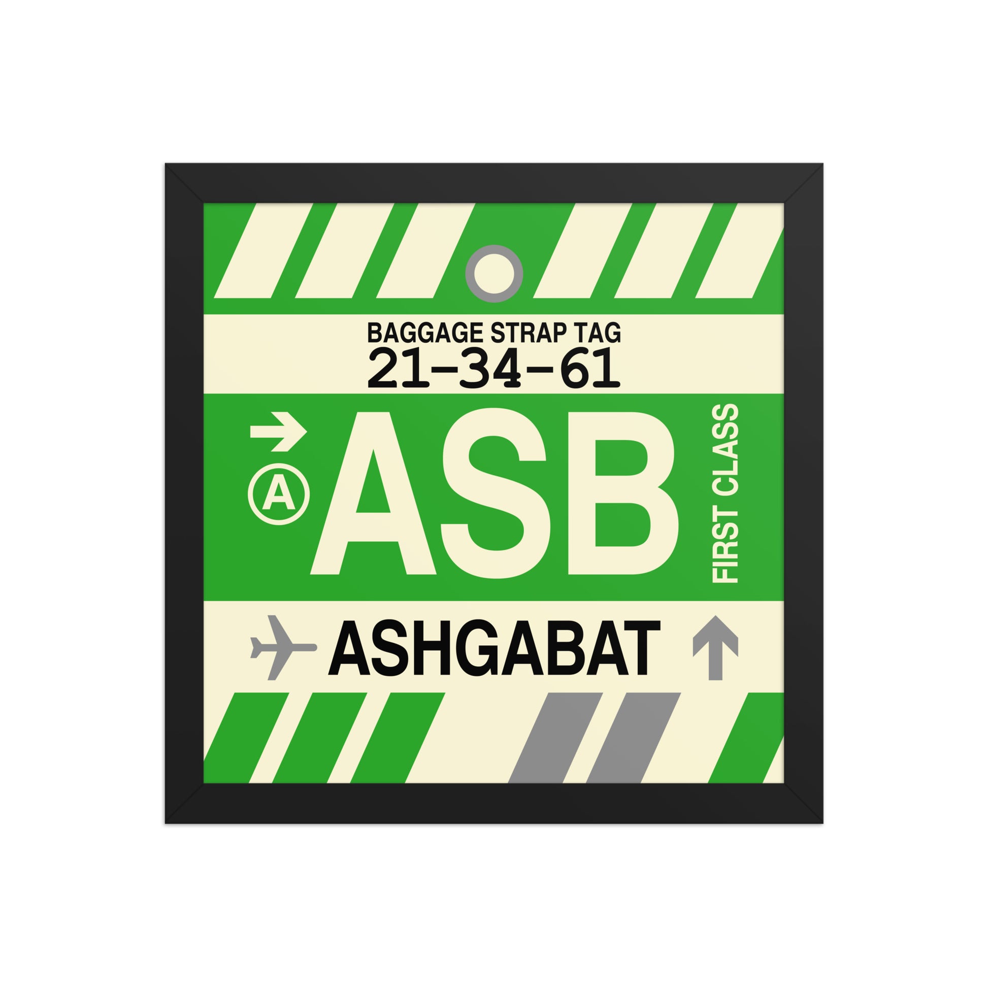 ASB Ashgabat Framed Print • Jet Age Baggage Tag Design • YHM Designs - Image 03