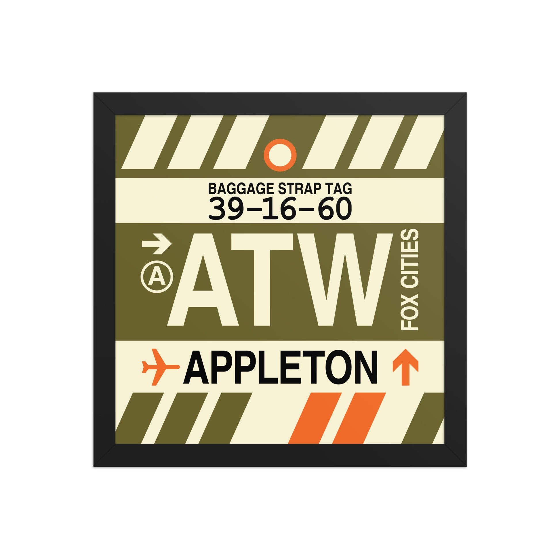 ATW Appleton Framed Print • Jet Age Baggage Tag Design • YHM Designs - Image 03