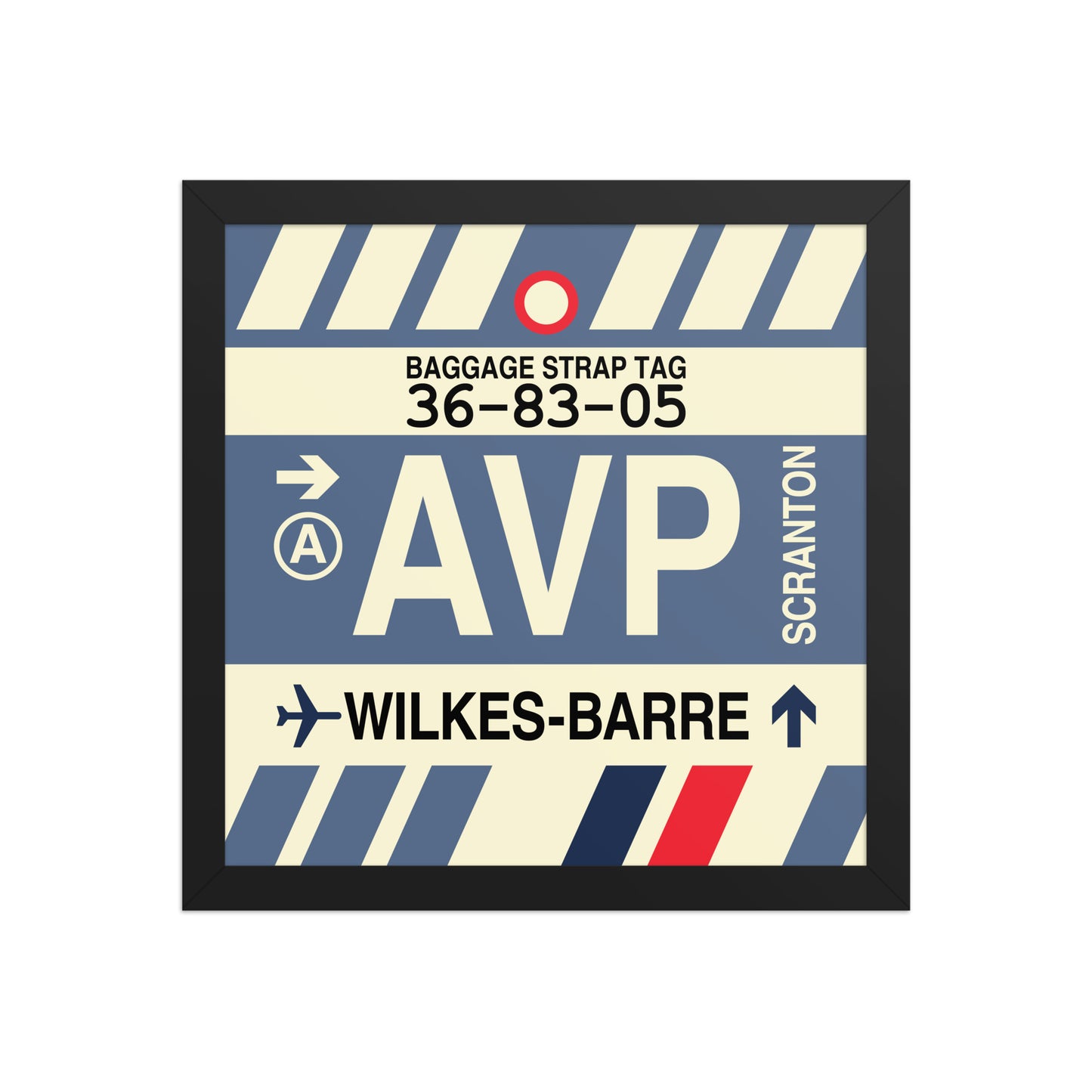 AVP Wilkes-Barre Scranton Framed Print • Jet Age Baggage Tag Design • YHM Designs - Image 03