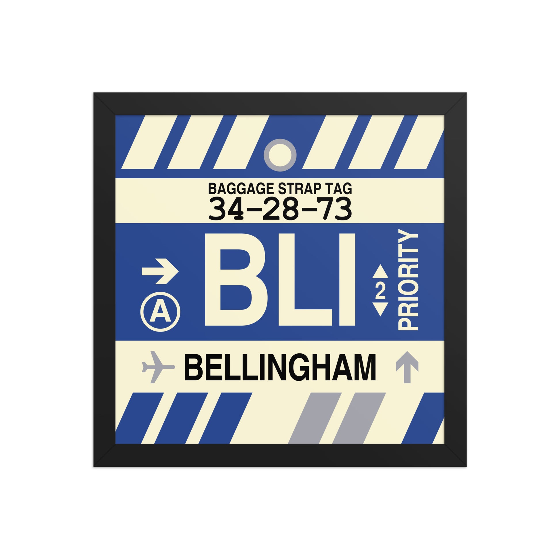 BLI Bellingham Framed Print • Jet Age Baggage Tag Design • YHM Designs - Image 03