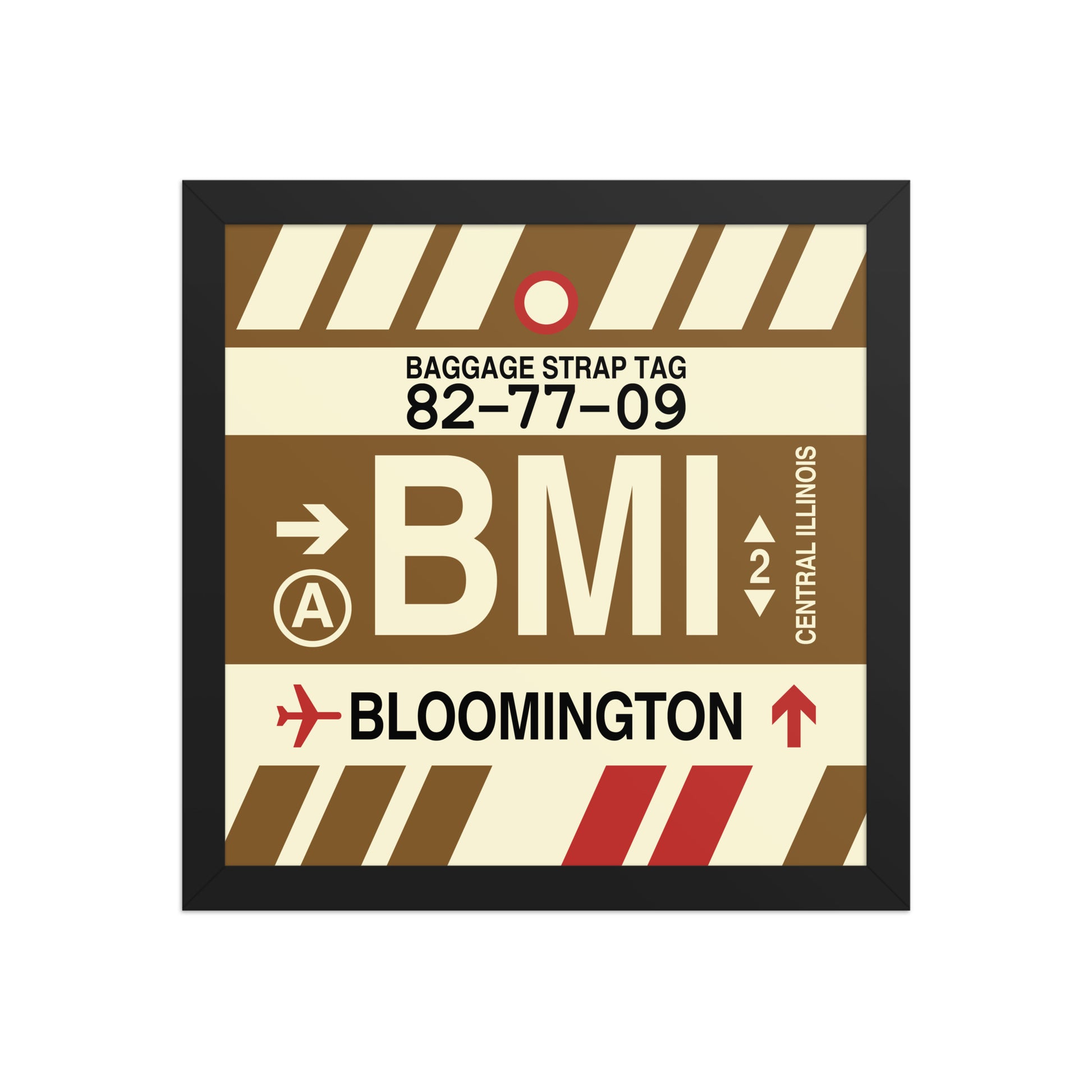 BMI Bloomington Framed Print • Jet Age Baggage Tag Design • YHM Designs - Image 03