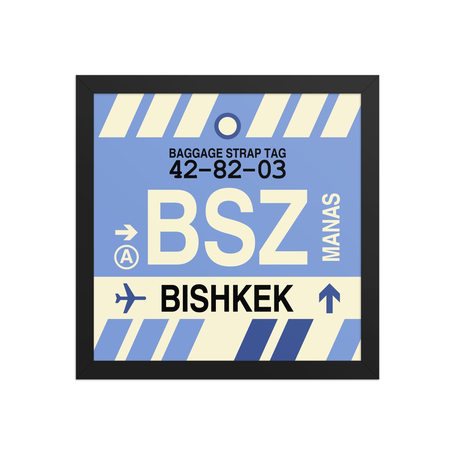 BSZ Bishkek Framed Print • Jet Age Baggage Tag Design • YHM Designs - Image 03