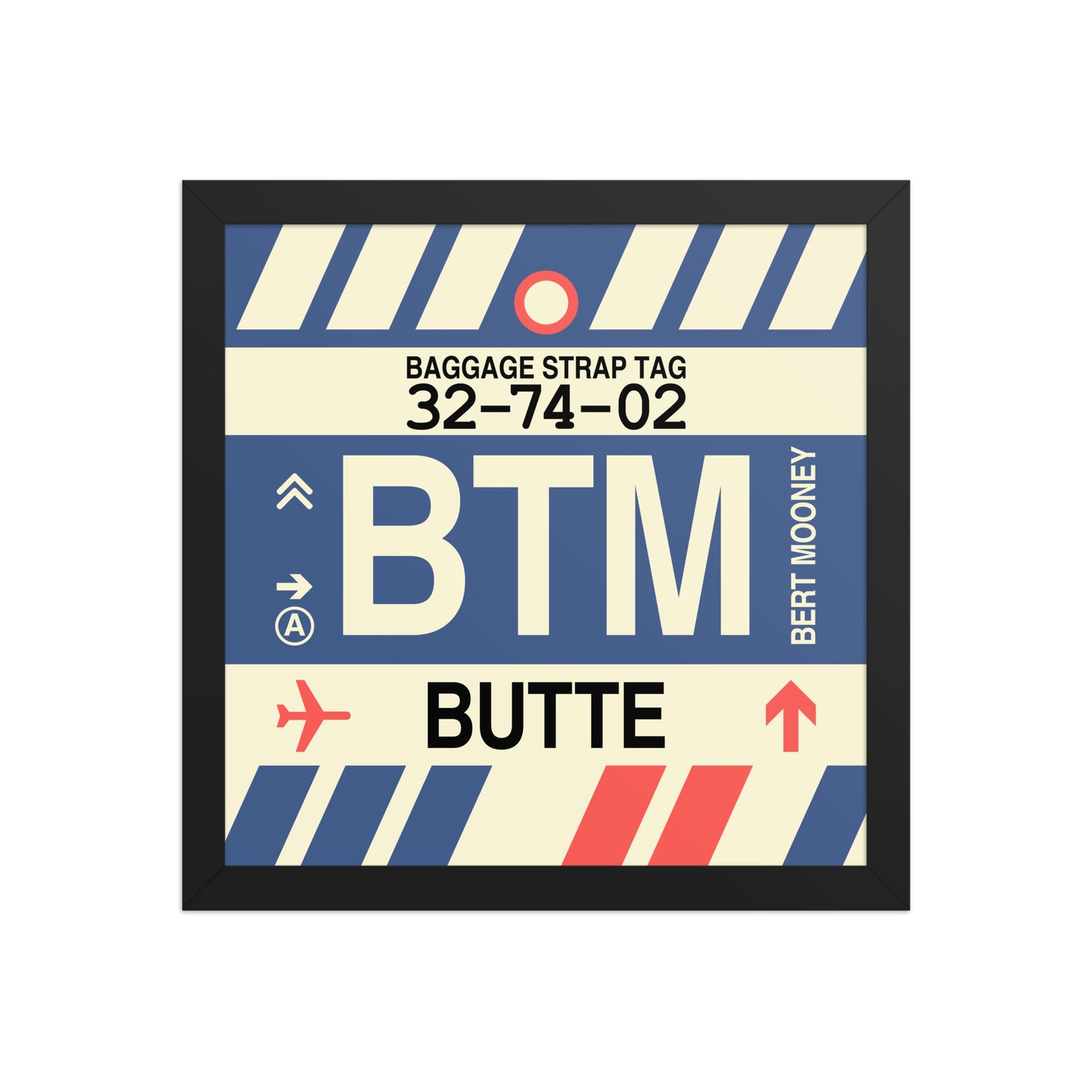 BTM Butte Framed Print • Jet Age Baggage Tag Design • YHM Designs - Image 03
