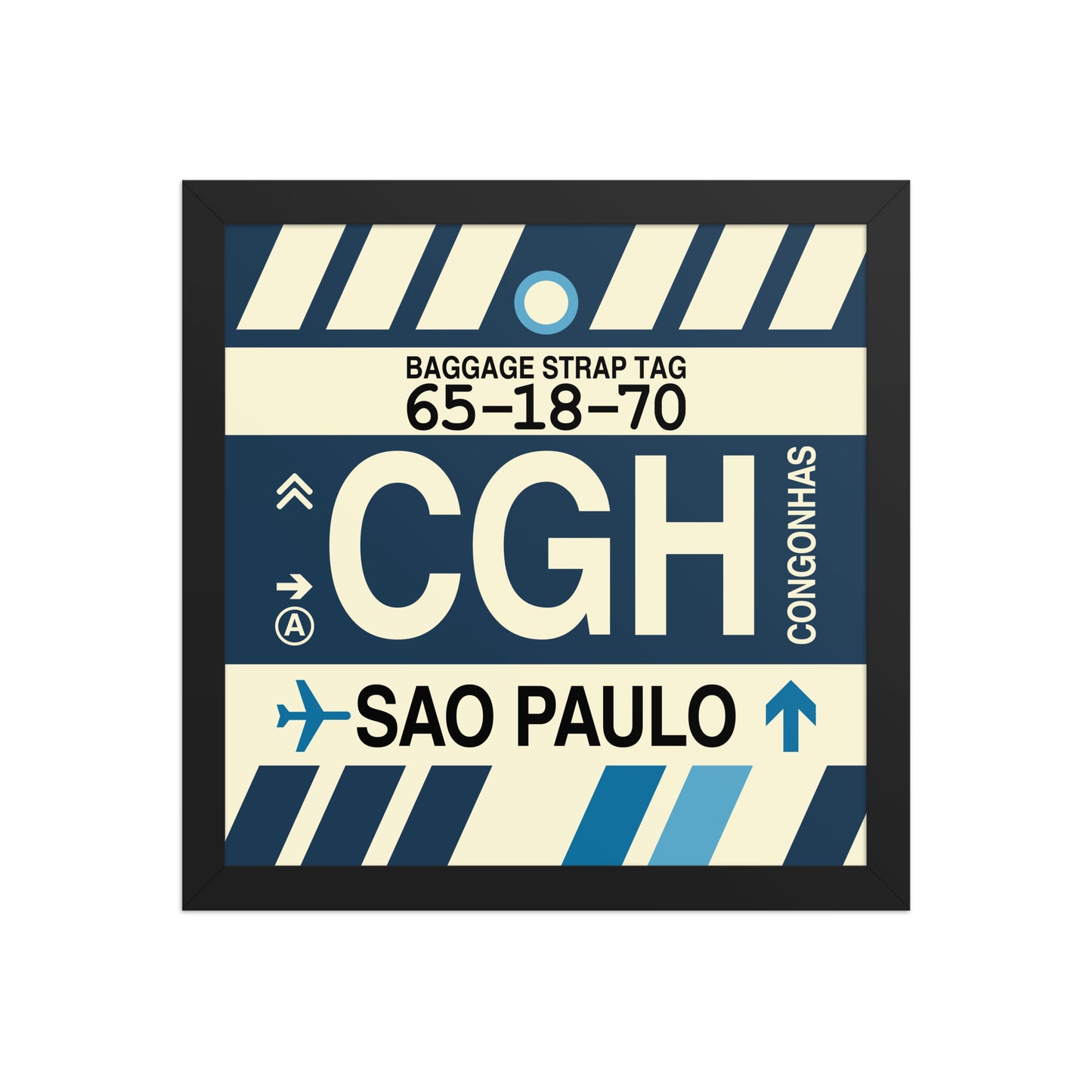 CGH Sao Paulo Framed Print • Jet Age Baggage Tag Design • YHM Designs - Image 03