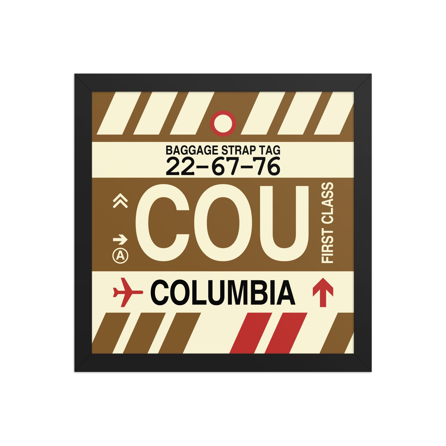 COU Columbia Framed Print • Jet Age Baggage Tag Design • YHM Designs - Image 03