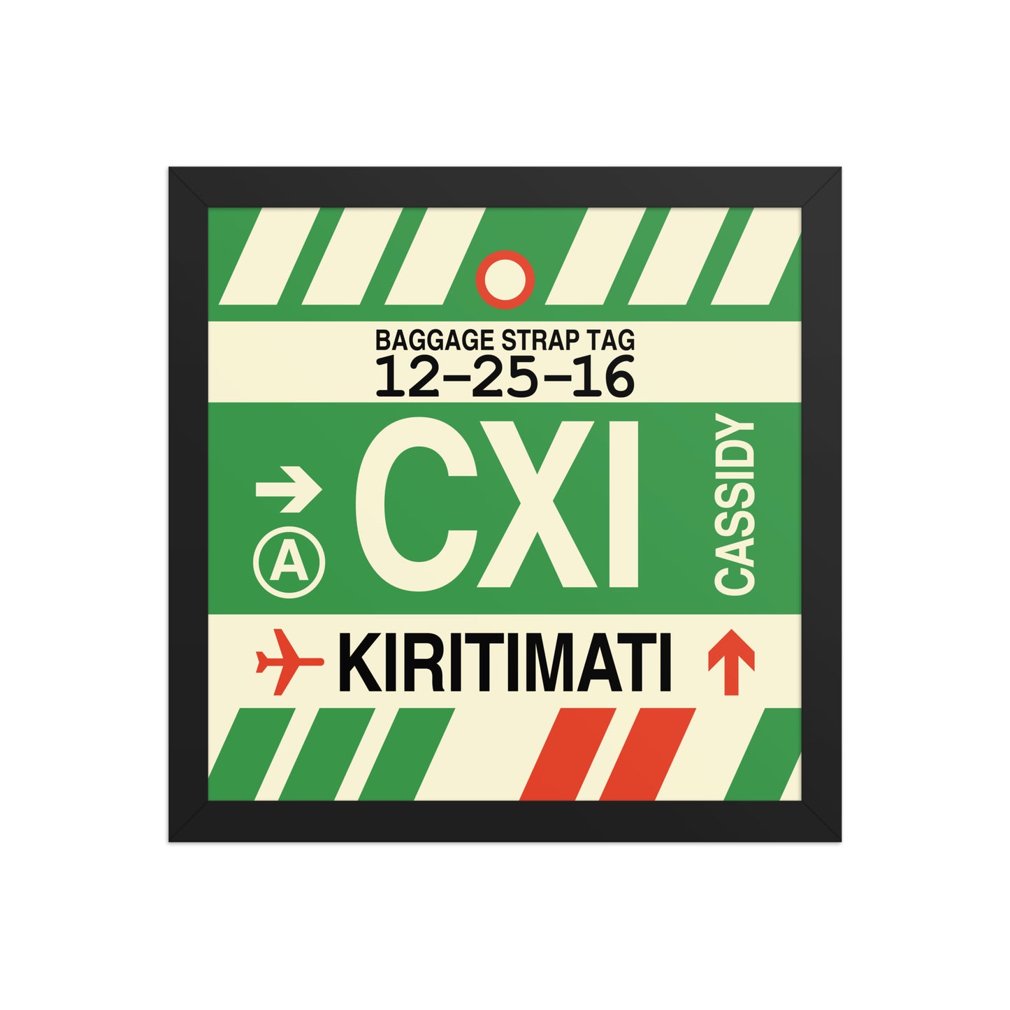 CXI Kiritimati Framed Print • Jet Age Baggage Tag Design • YHM Designs - Image 03