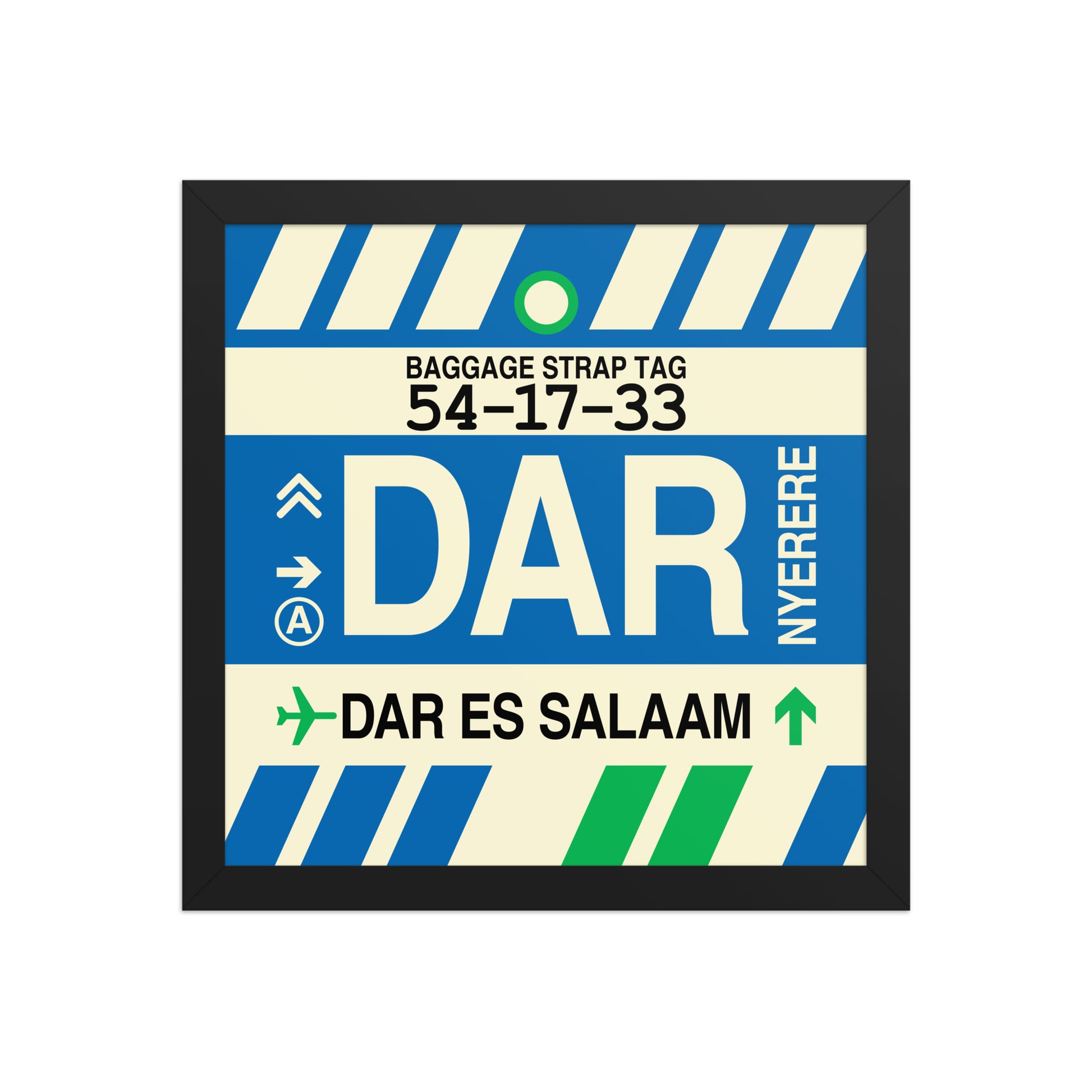 DAR Dar es Salaam Framed Print • Jet Age Baggage Tag Design • YHM Designs - Image 03