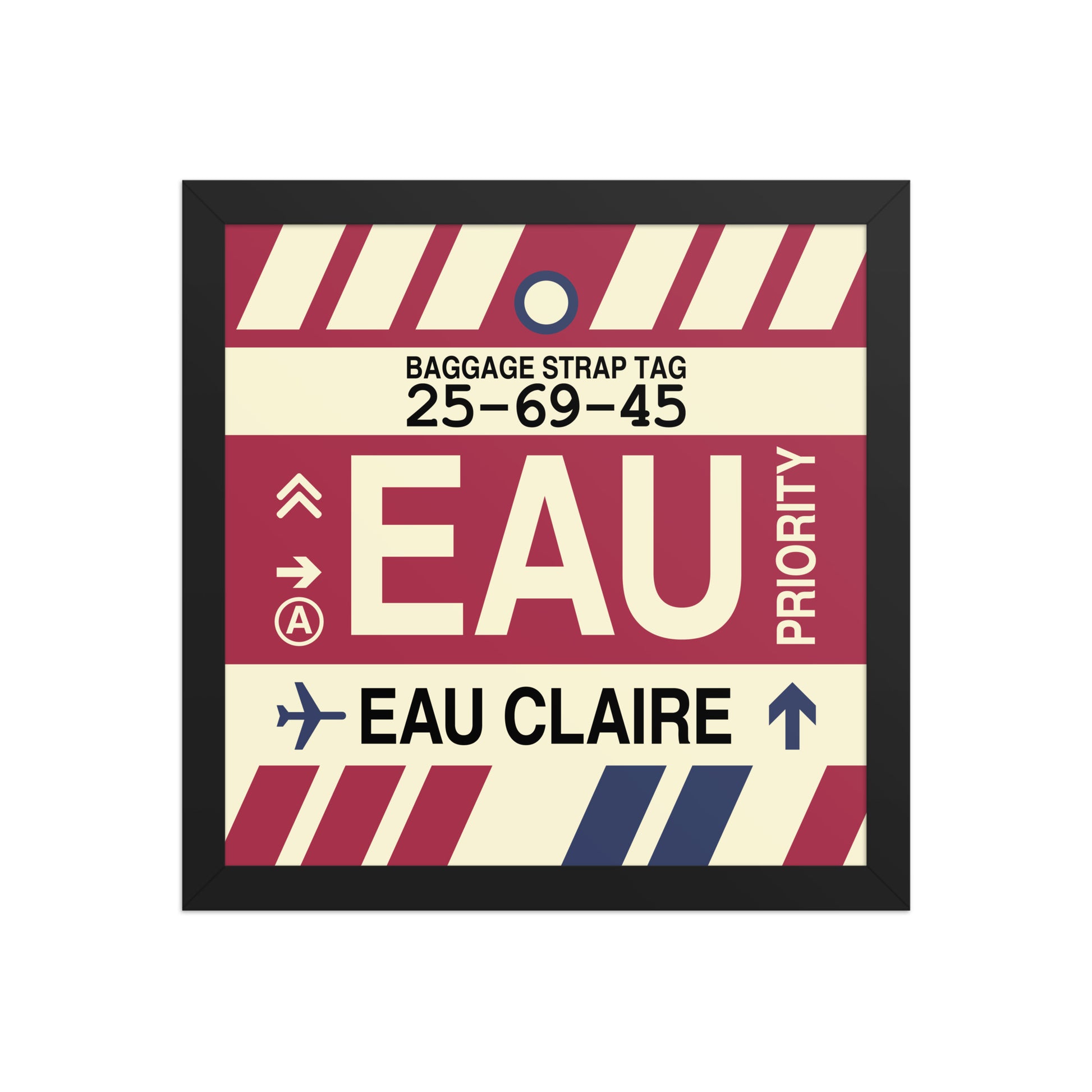 EAU Eau Claire Framed Print • Jet Age Baggage Tag Design • YHM Designs - Image 03