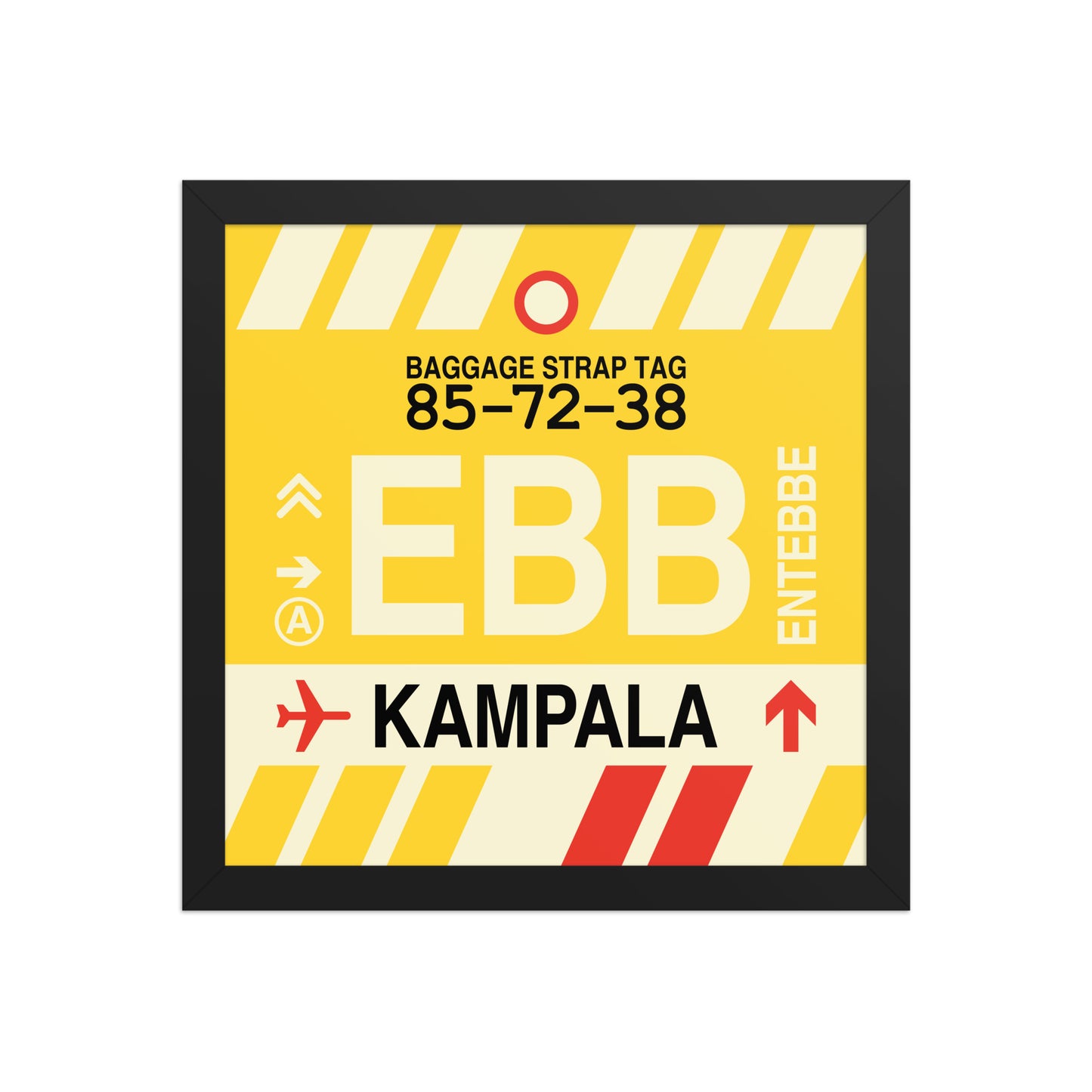 EBB Kampala Framed Print • Jet Age Baggage Tag Design • YHM Designs - Image 03