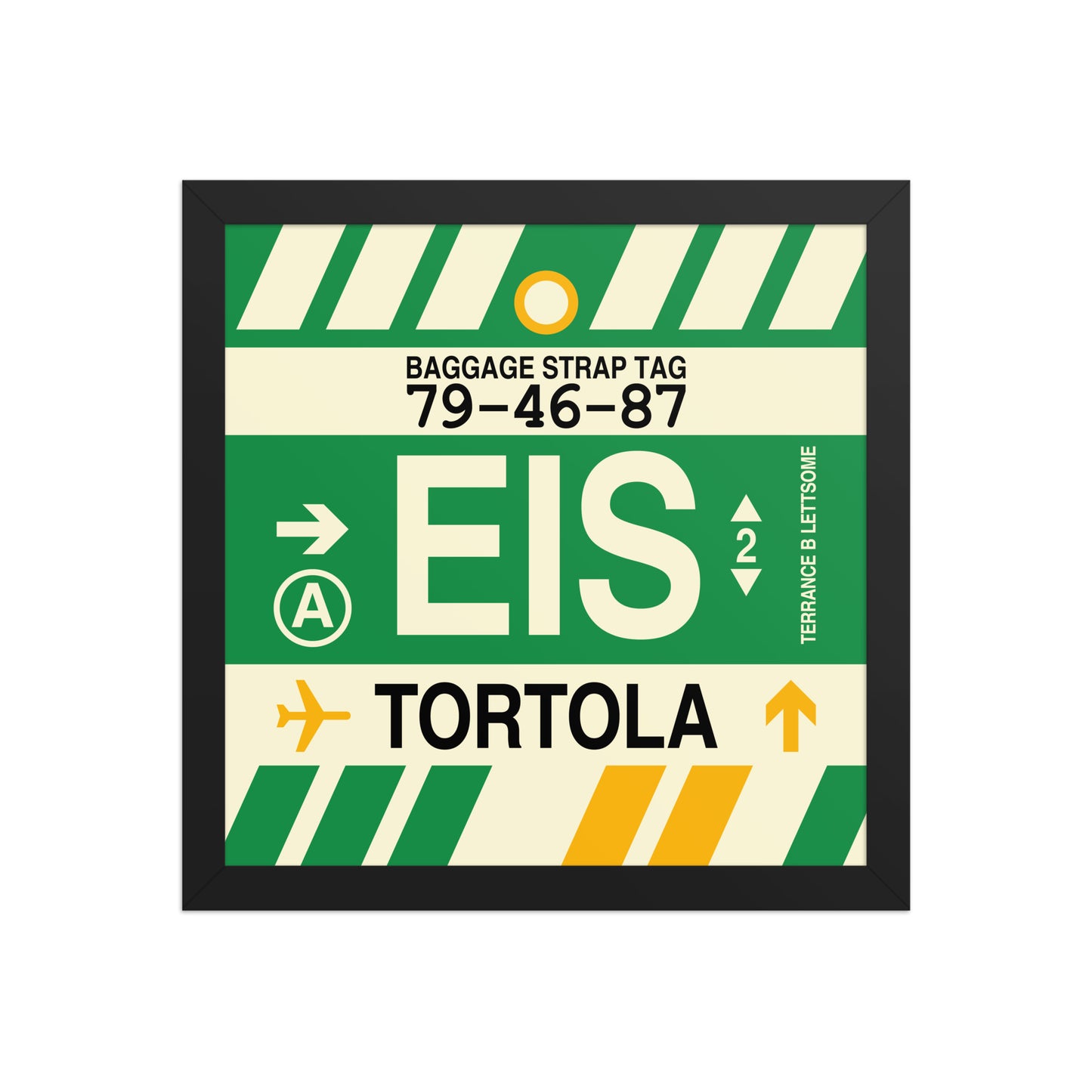 EIS Tortola Framed Print • Jet Age Baggage Tag Design • YHM Designs - Image 03