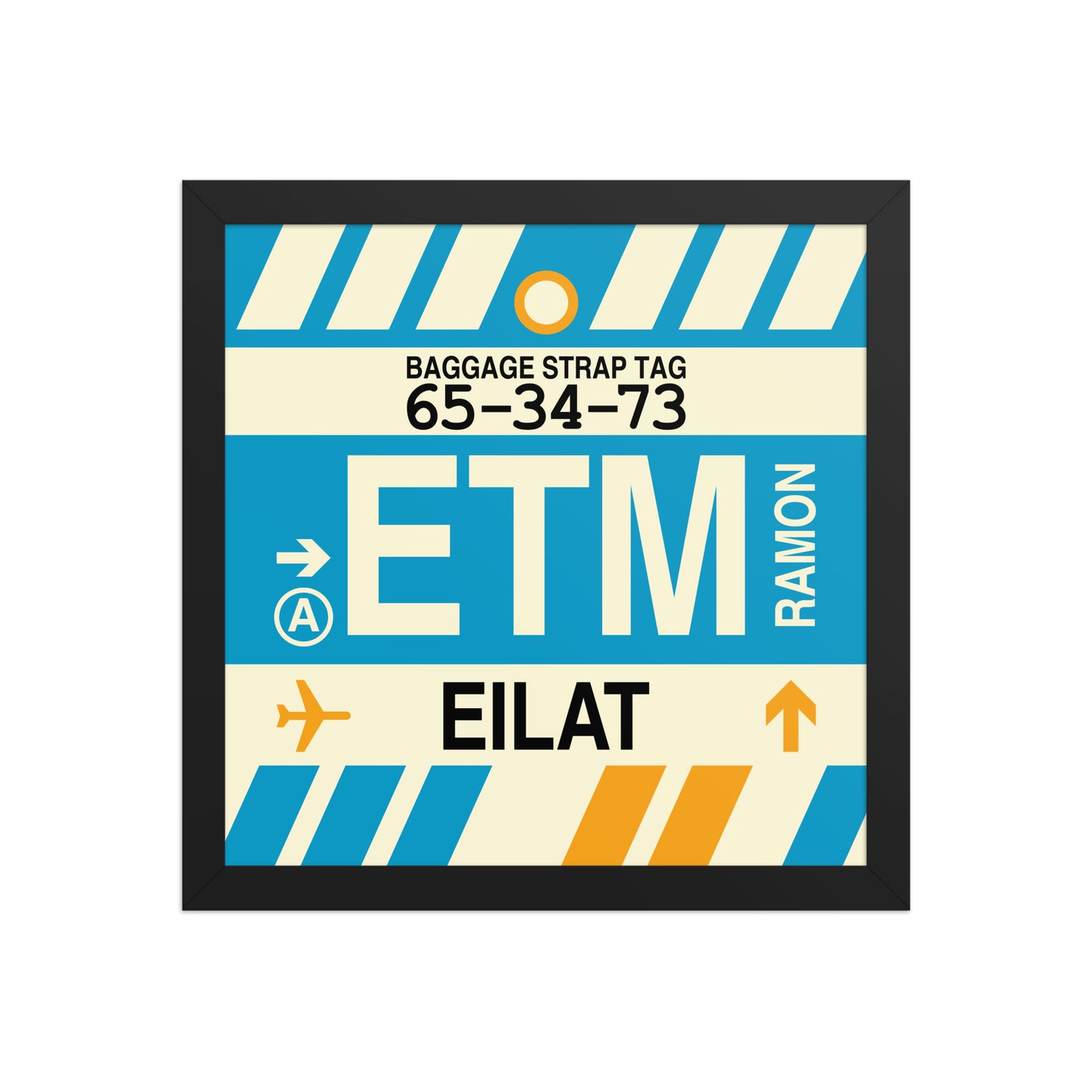 ETM Eilat Framed Print • Jet Age Baggage Tag Design • YHM Designs - Image 03