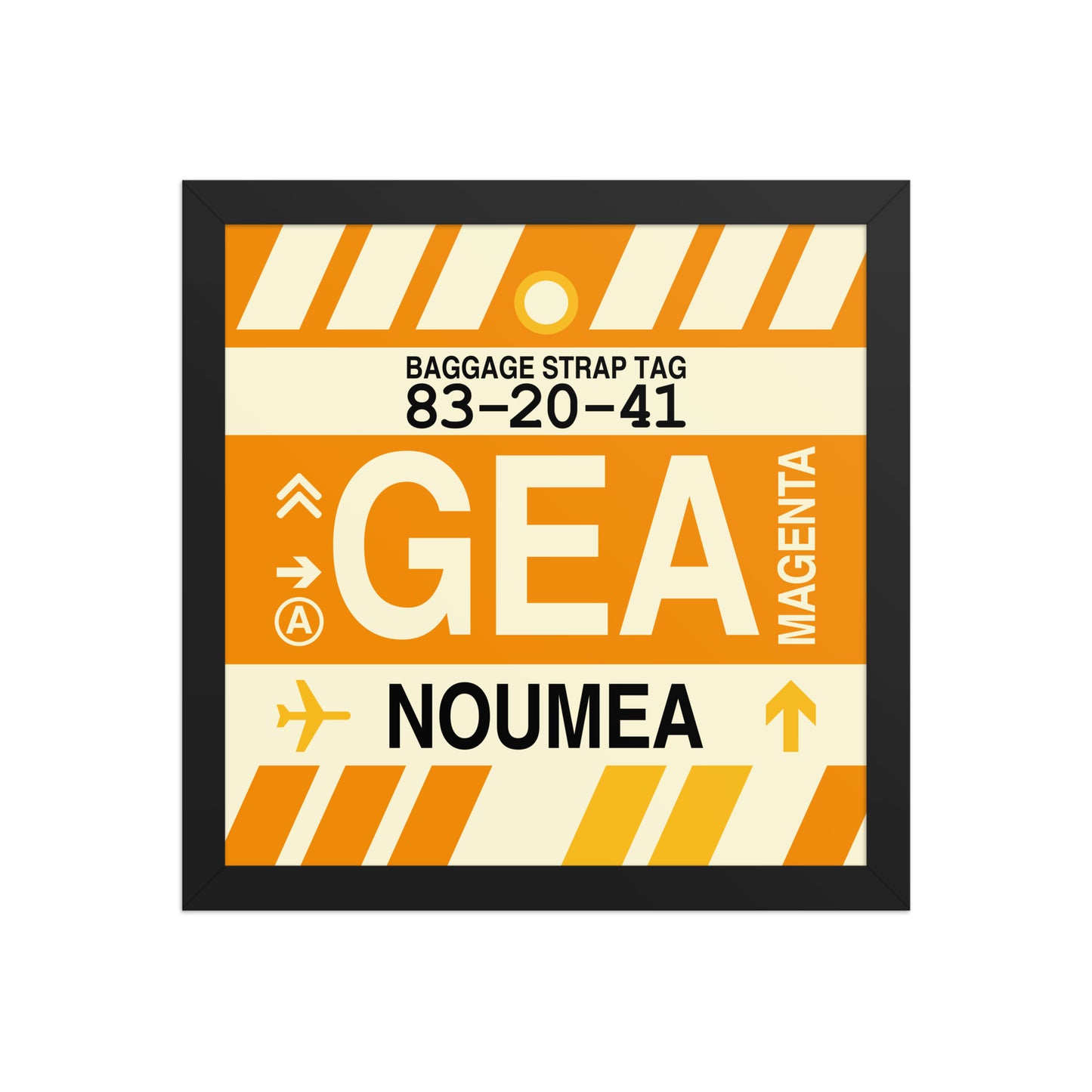 GEA Nouméa Framed Print • Jet Age Baggage Tag Design • YHM Designs - Image 03