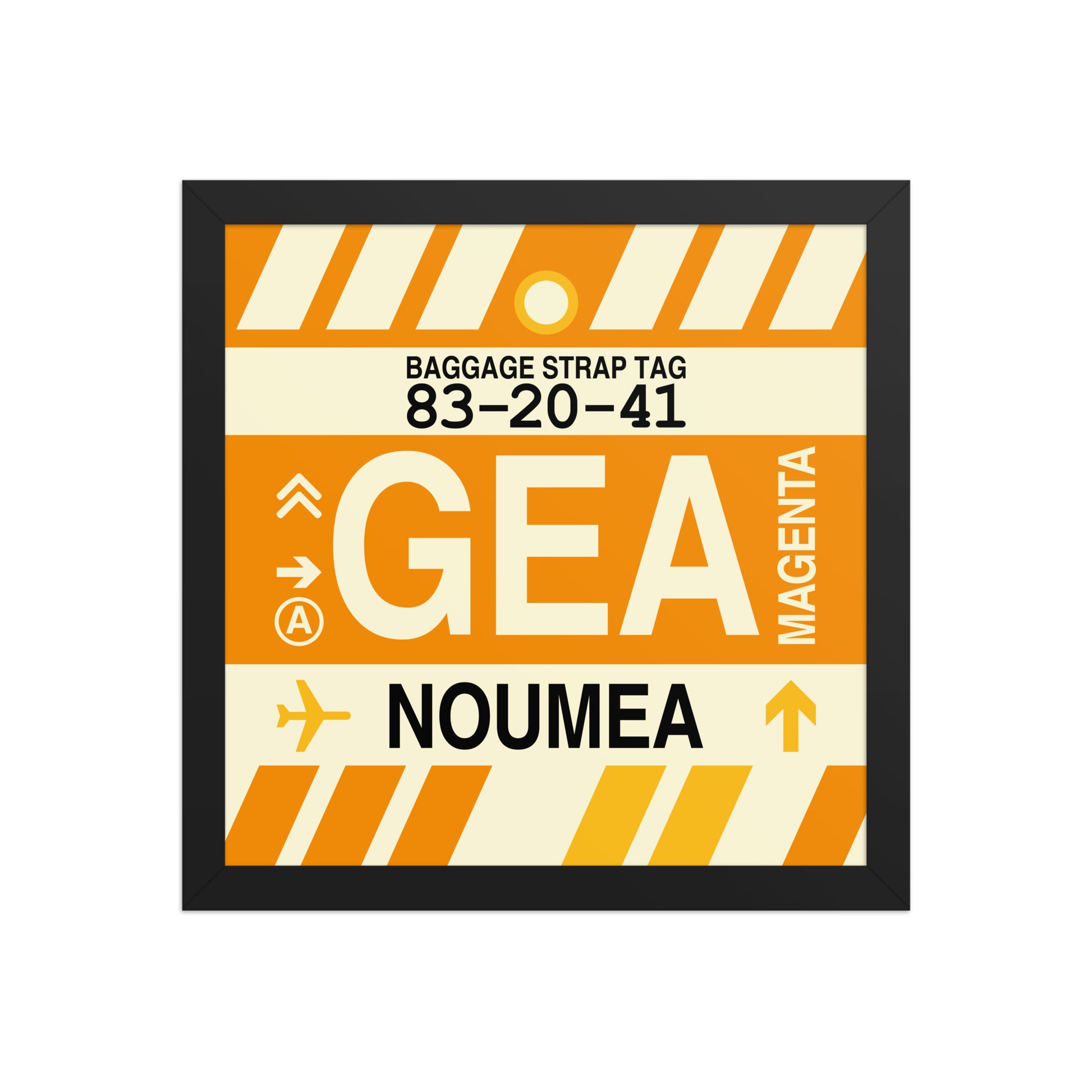 GEA Nouméa Framed Print • Jet Age Baggage Tag Design • YHM Designs - Image 03