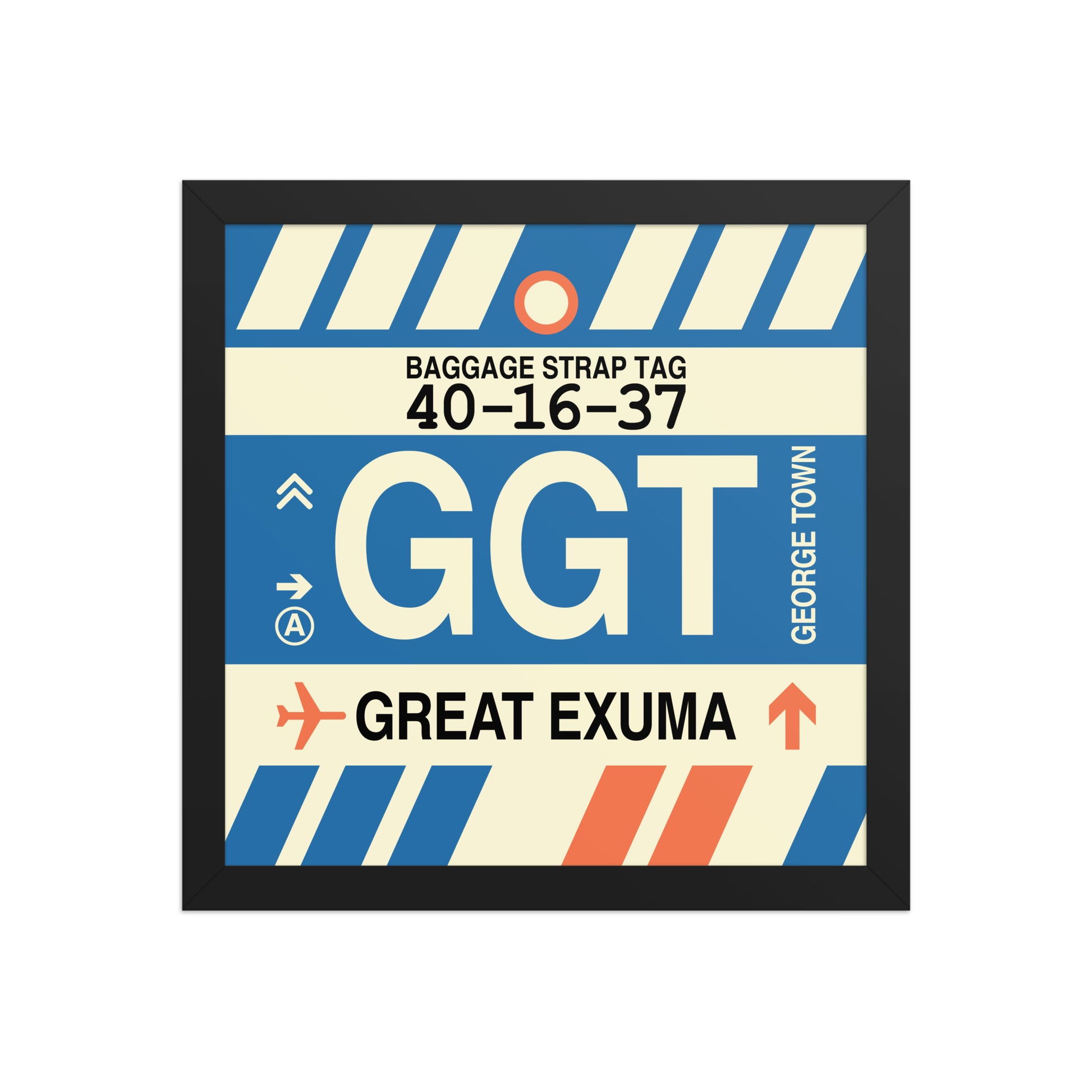 GGT Great Exuma Framed Print • Jet Age Baggage Tag Design • YHM Designs - Image 03