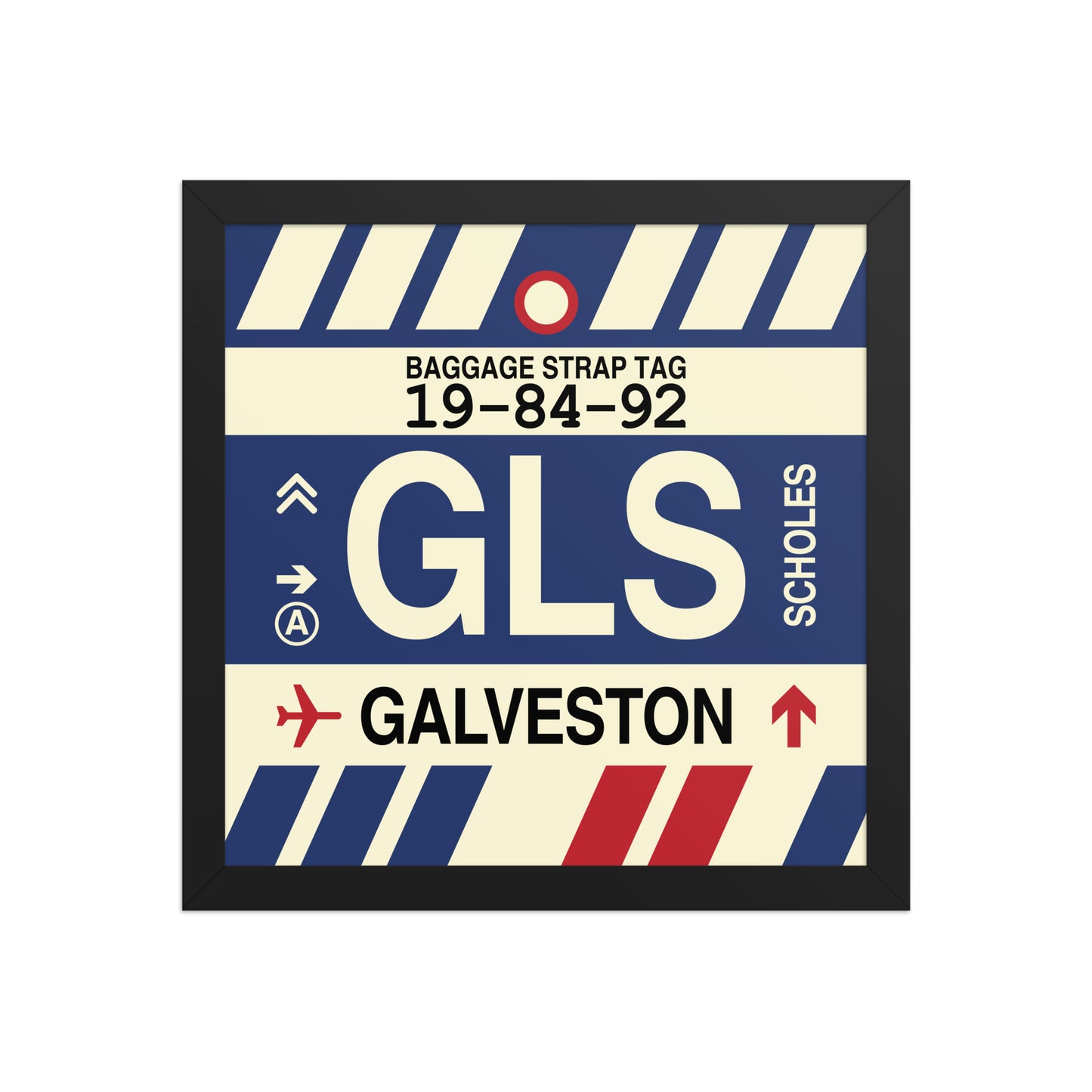 GLS Galveston Framed Print • Jet Age Baggage Tag Design • YHM Designs - Image 03