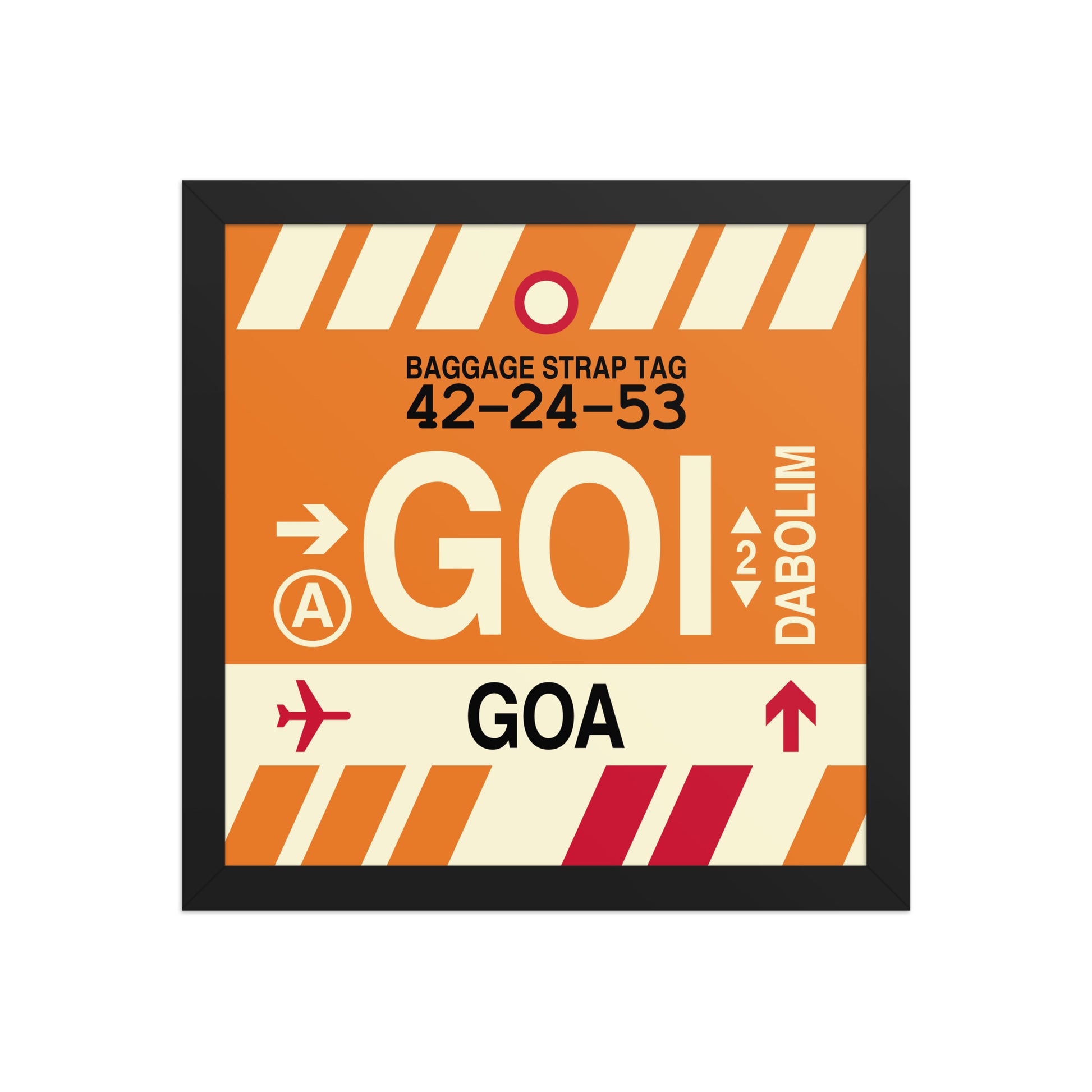 GOI Goa Framed Print • Jet Age Baggage Tag Design • YHM Designs - Image 03