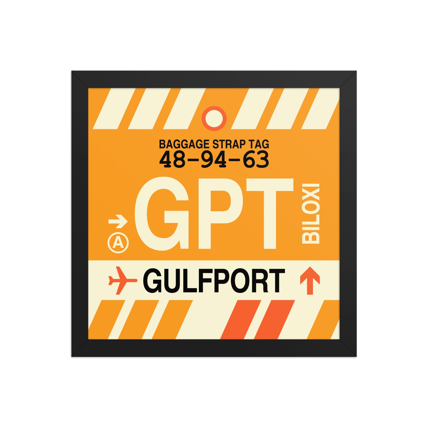 GPT Gulfport-Biloxi Framed Print • Jet Age Baggage Tag Design • YHM Designs - Image 03
