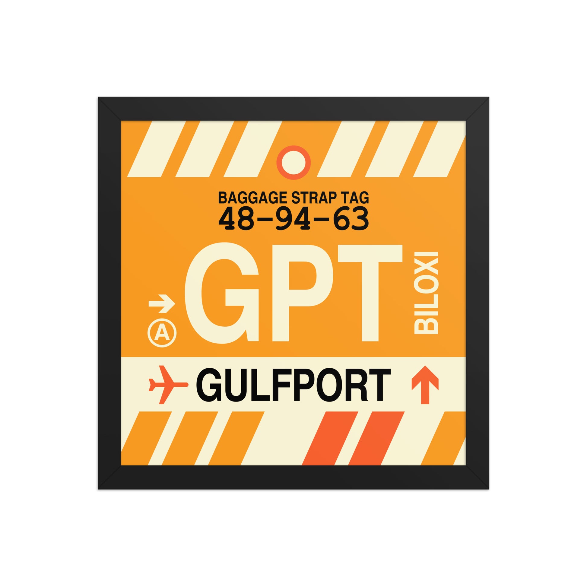 GPT Gulfport-Biloxi Framed Print • Jet Age Baggage Tag Design • YHM Designs - Image 03