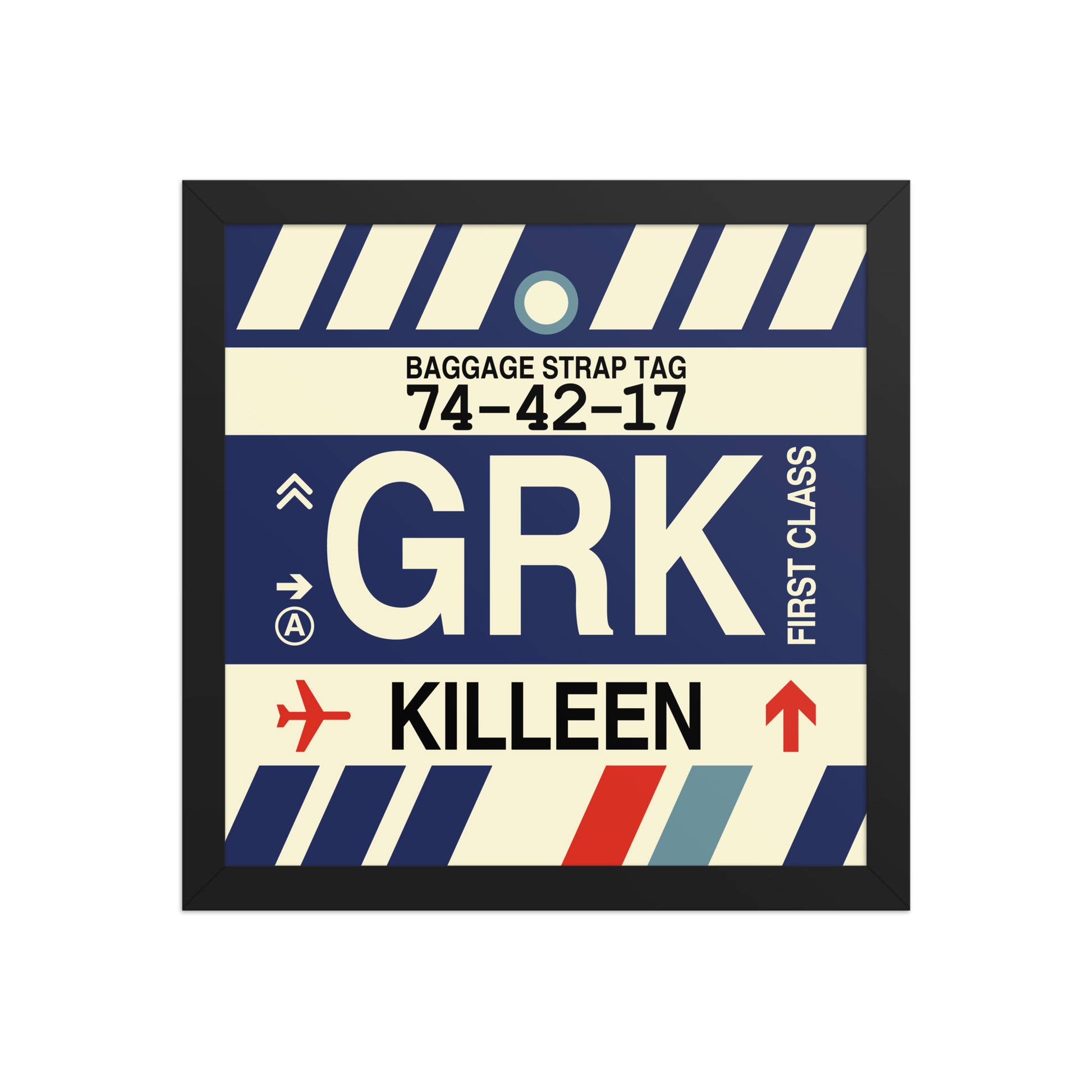 GRK Killeen Framed Print • Jet Age Baggage Tag Design • YHM Designs - Image 03