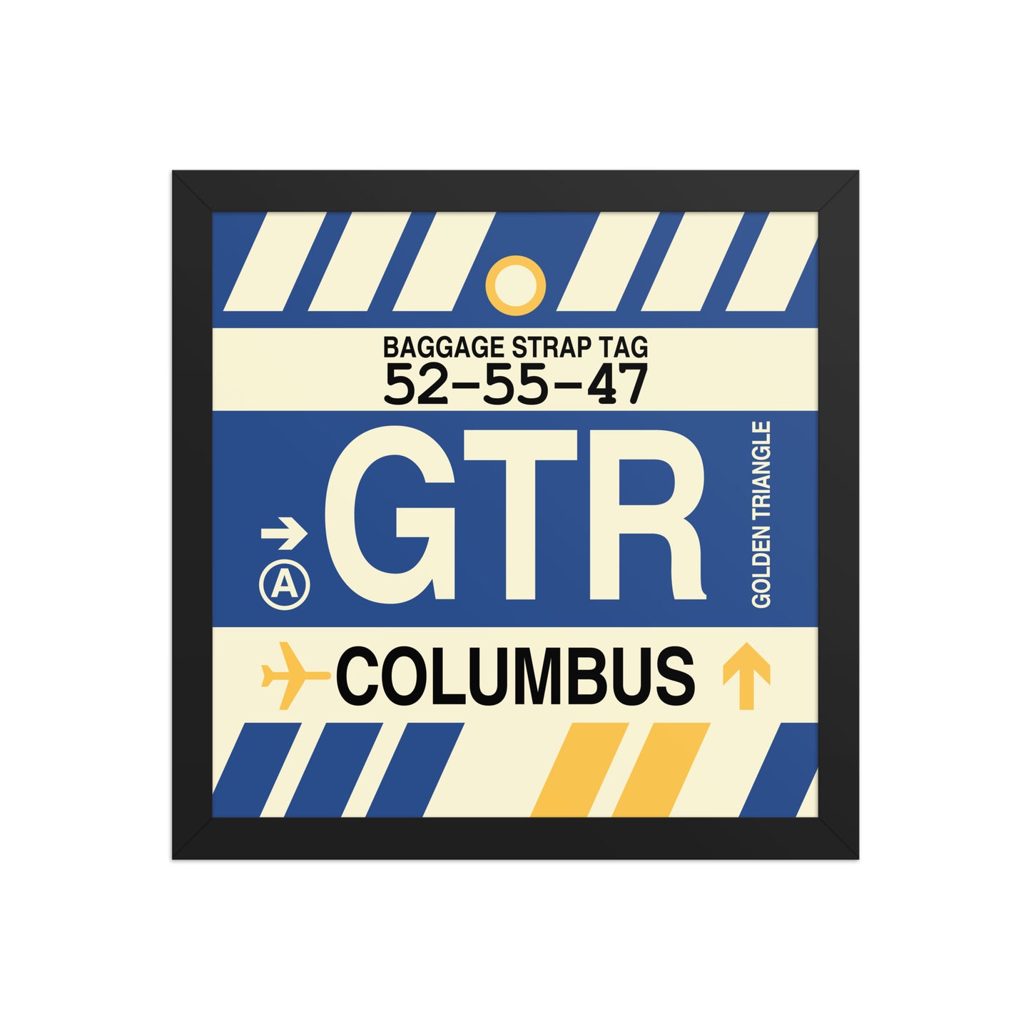 GTR Columbus Framed Print • Jet Age Baggage Tag Design • YHM Designs - Image 03