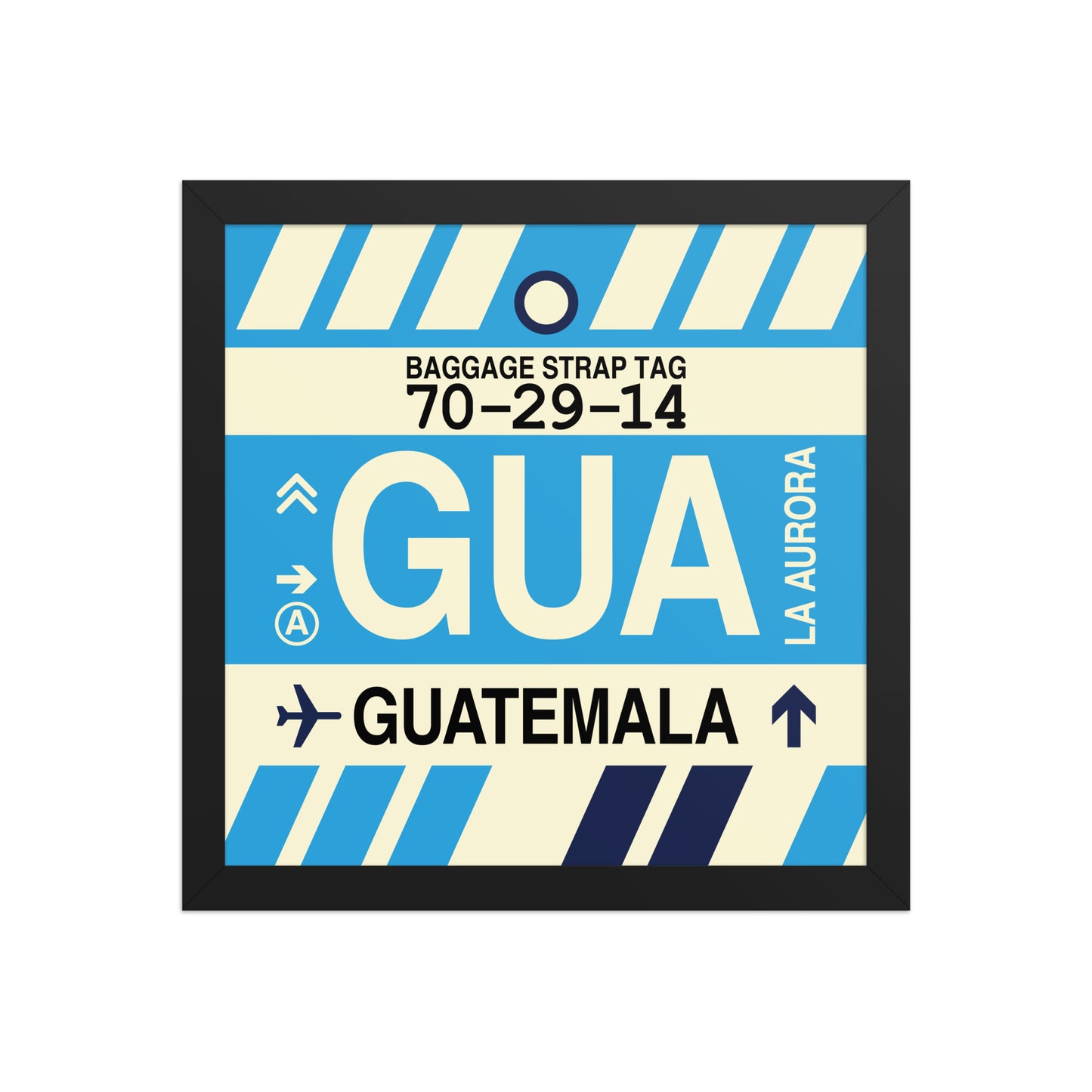 GUA Guatemala City Framed Print • Jet Age Baggage Tag Design • YHM Designs - Image 03