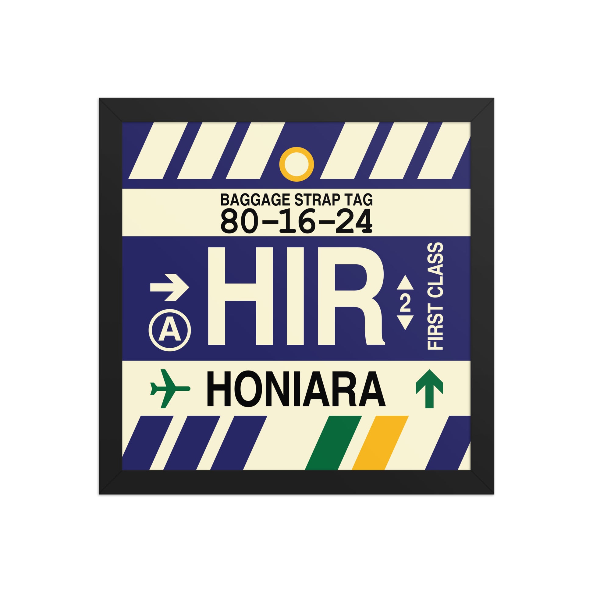 HIR Honiara Framed Print • Jet Age Baggage Tag Design • YHM Designs - Image 03