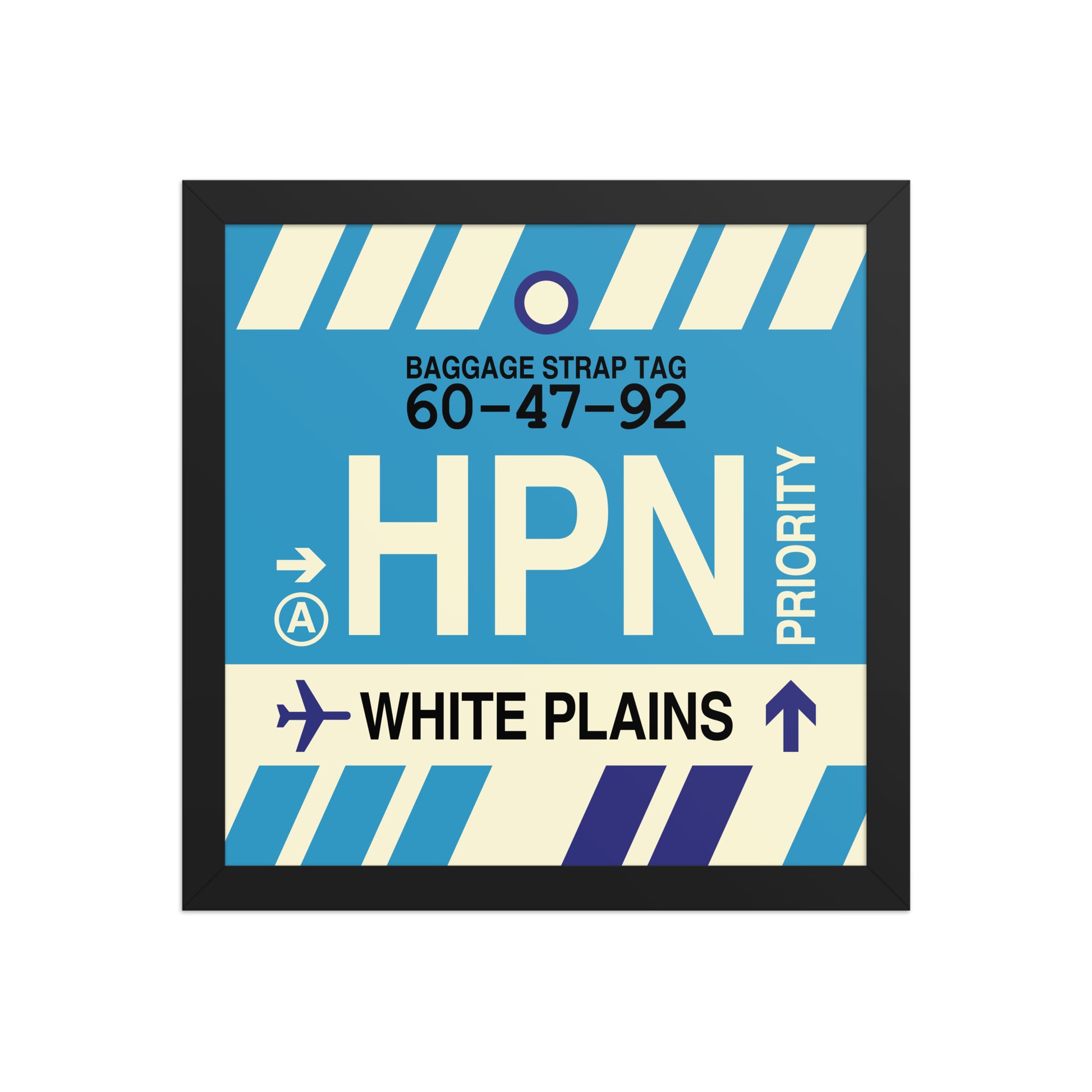 HPN White Plains Framed Print • Jet Age Baggage Tag Design • YHM Designs - Image 03