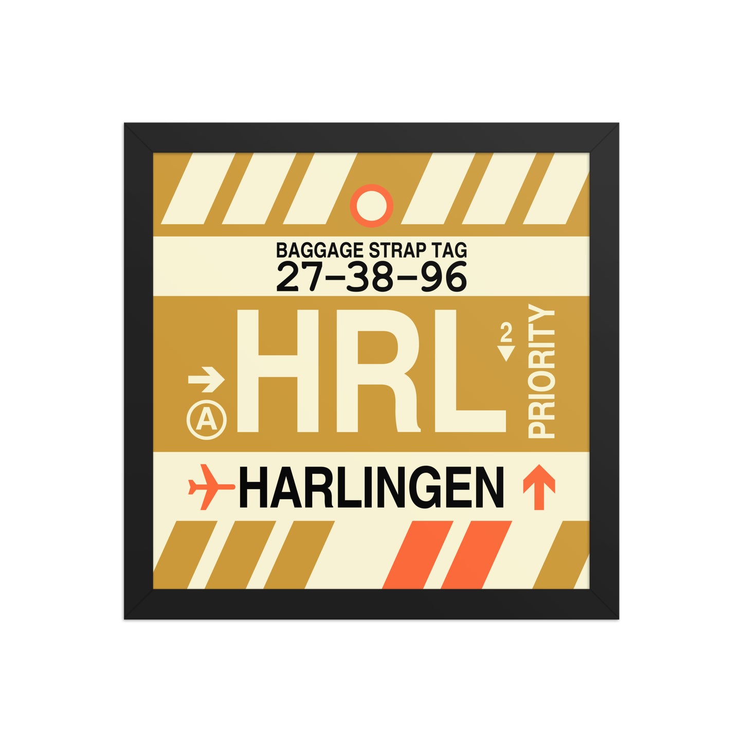 HRL Harlingen Framed Print • Jet Age Baggage Tag Design • YHM Designs - Image 03