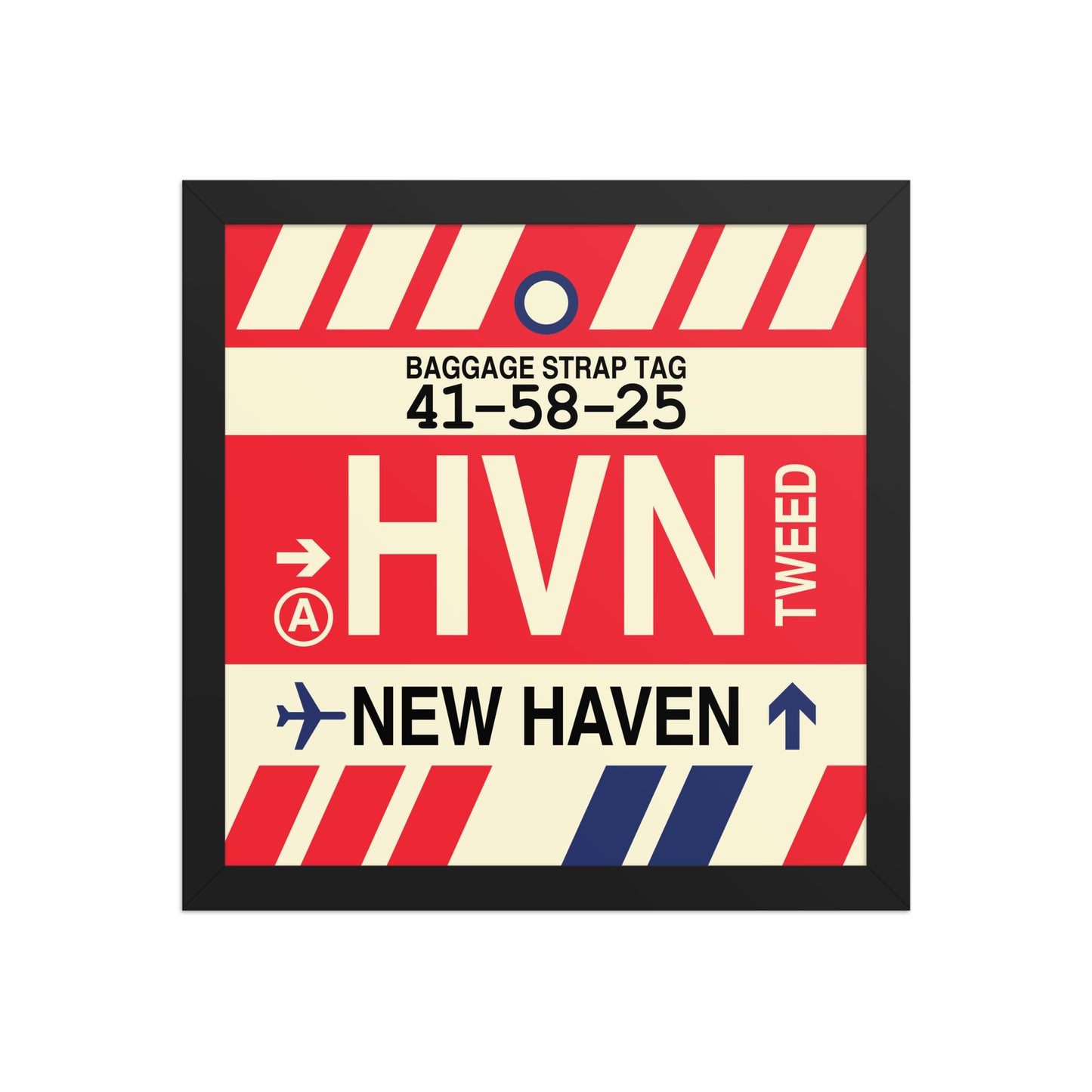 HVN New Haven Framed Print • Jet Age Baggage Tag Design • YHM Designs - Image 03