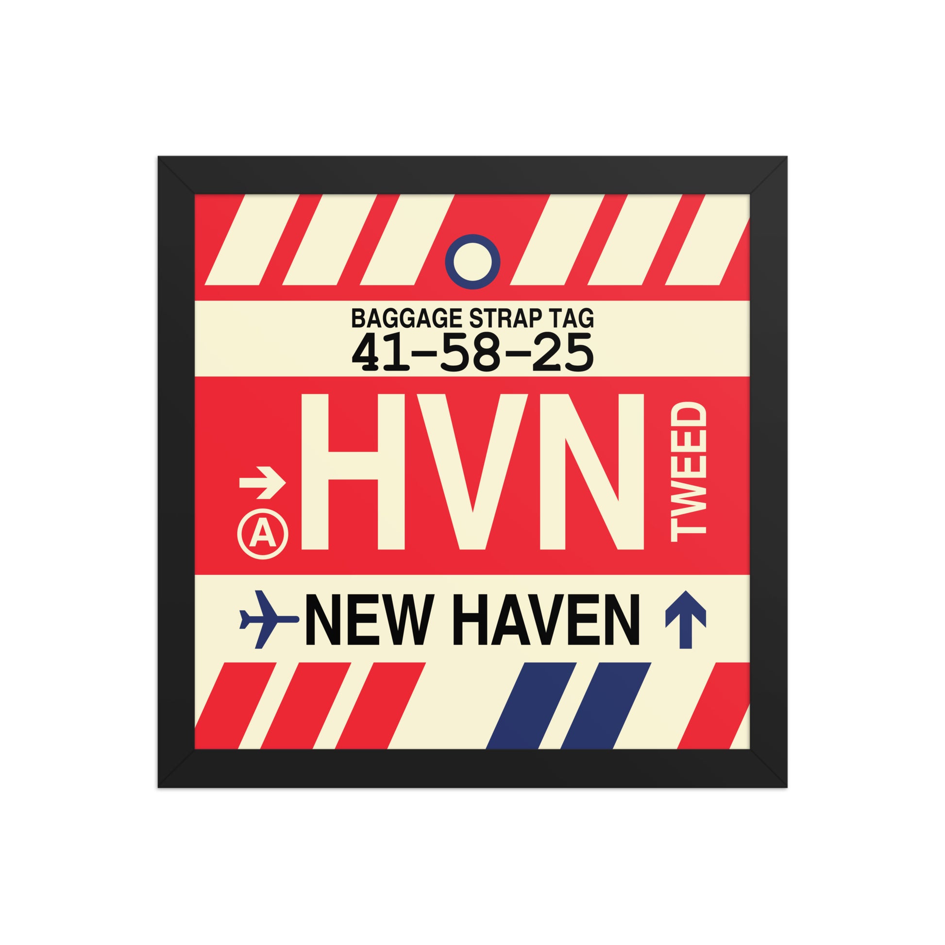 HVN New Haven Framed Print • Jet Age Baggage Tag Design • YHM Designs - Image 03