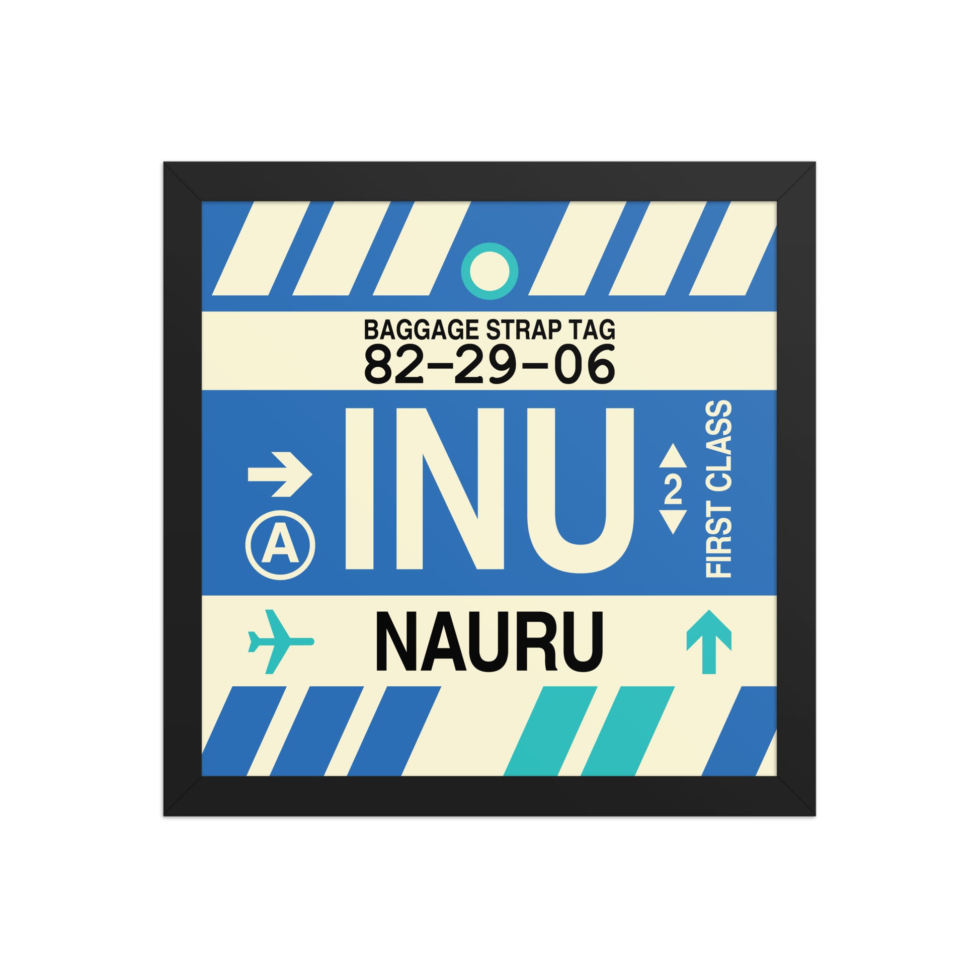INU Nauru Framed Print • Jet Age Baggage Tag Design • YHM Designs - Image 03