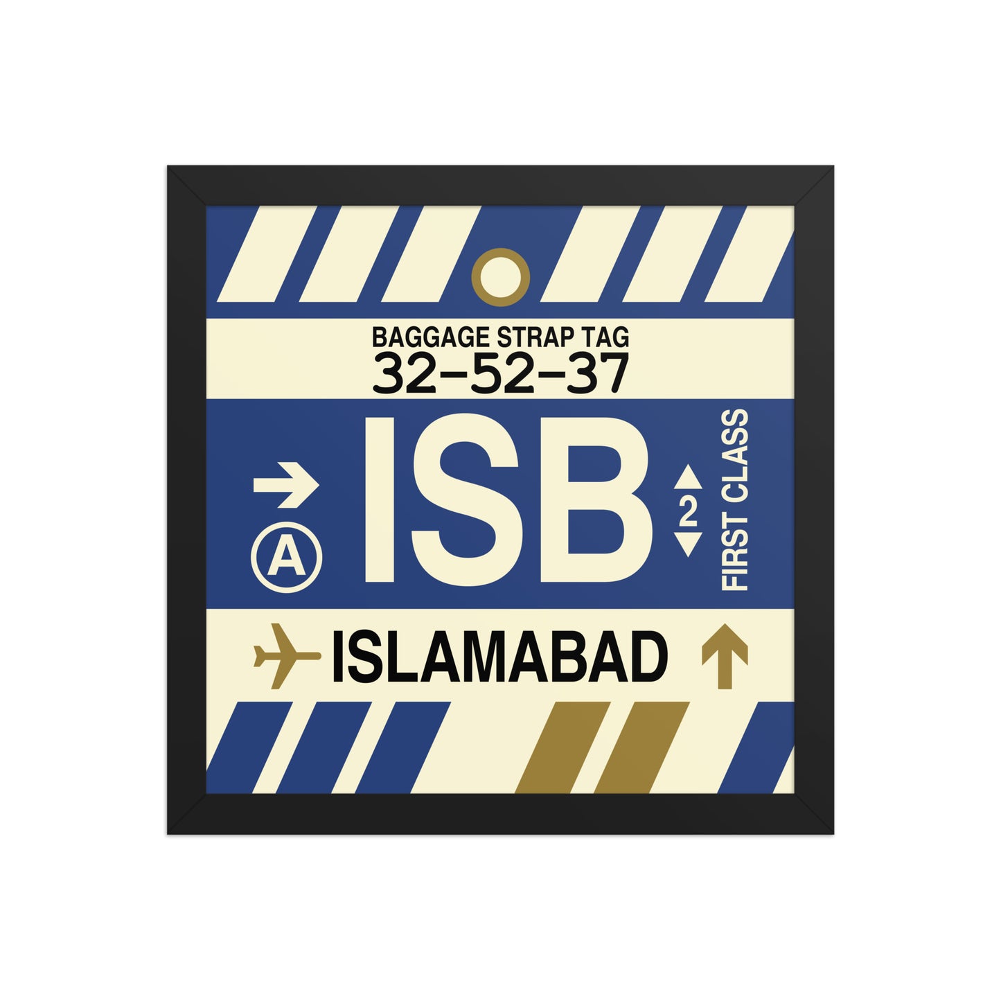 ISB Islamabad Framed Print • Jet Age Baggage Tag Design • YHM Designs - Image 03