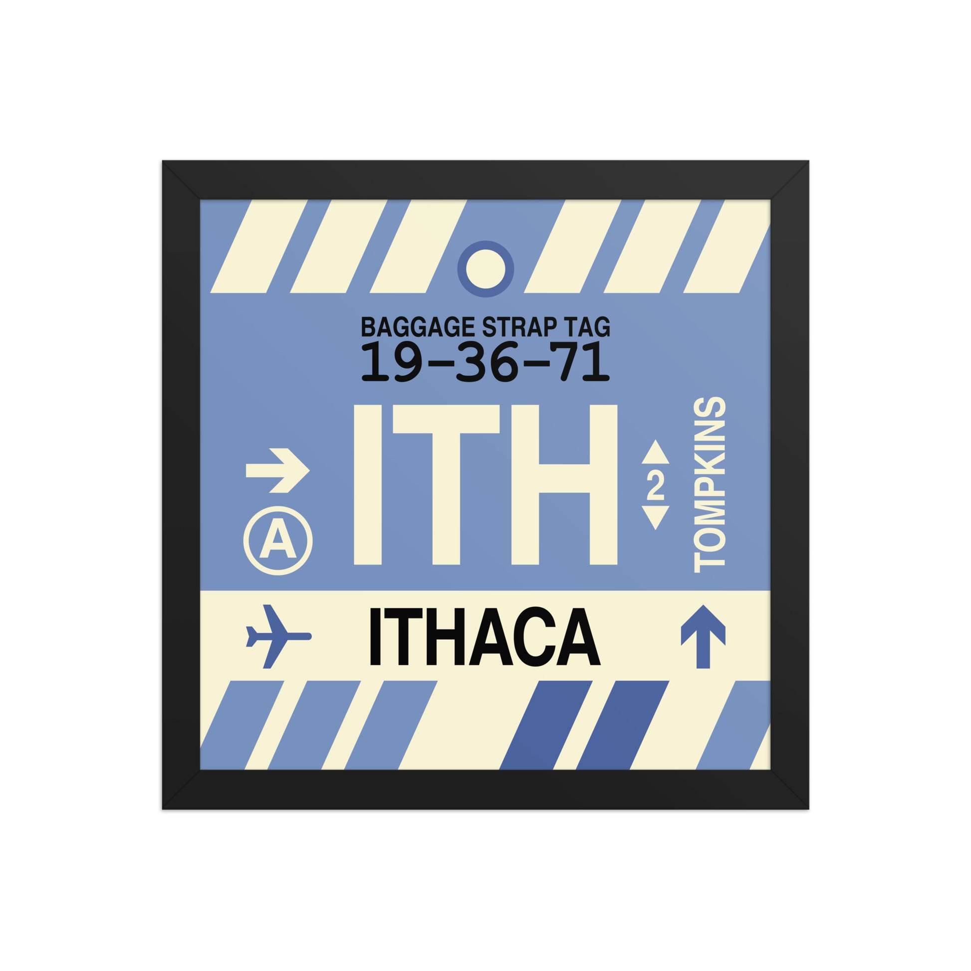 ITH Ithaca Framed Print • Jet Age Baggage Tag Design • YHM Designs - Image 03