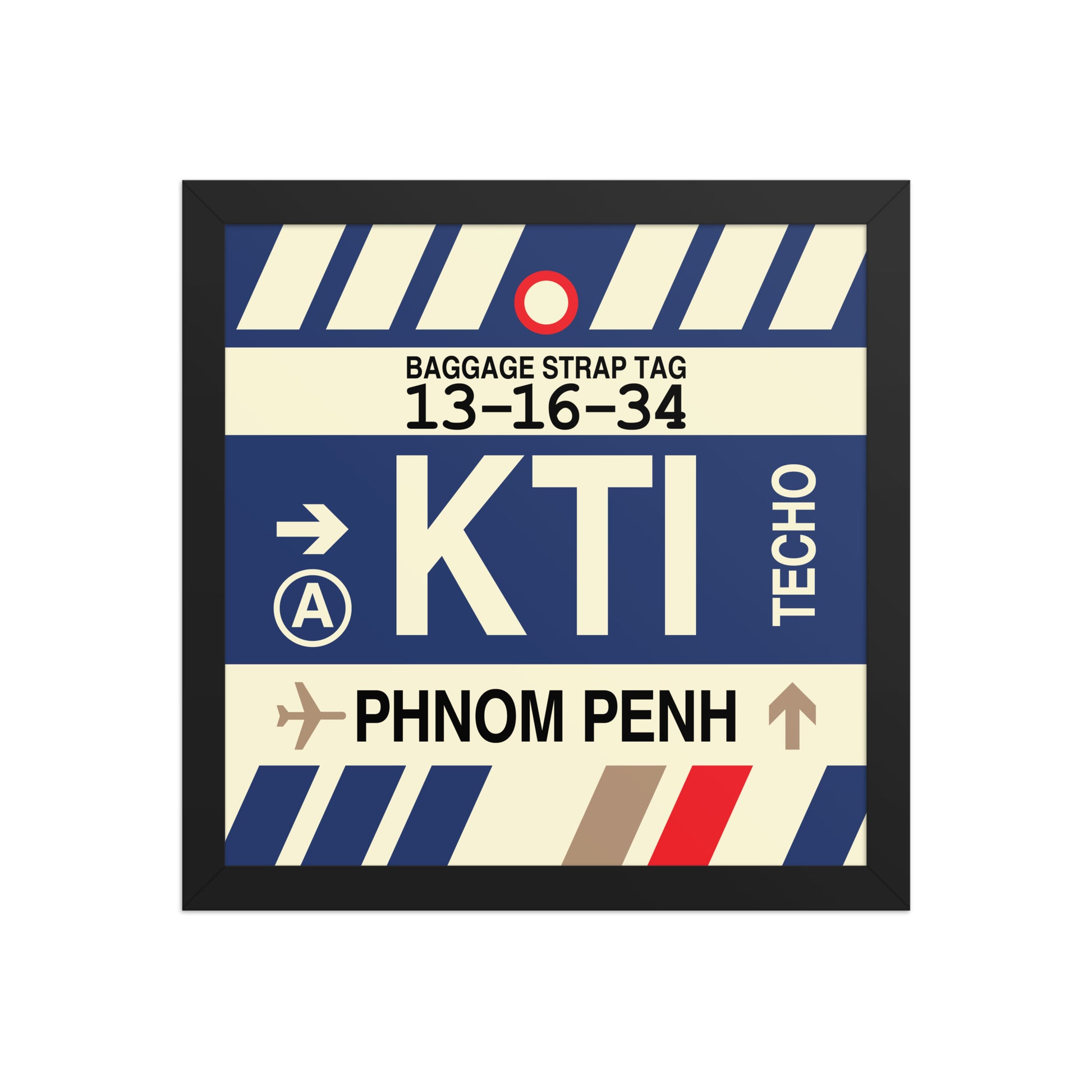 KTI Phnom Penh Framed Print • Jet Age Baggage Tag Design • YHM Designs - Image 03