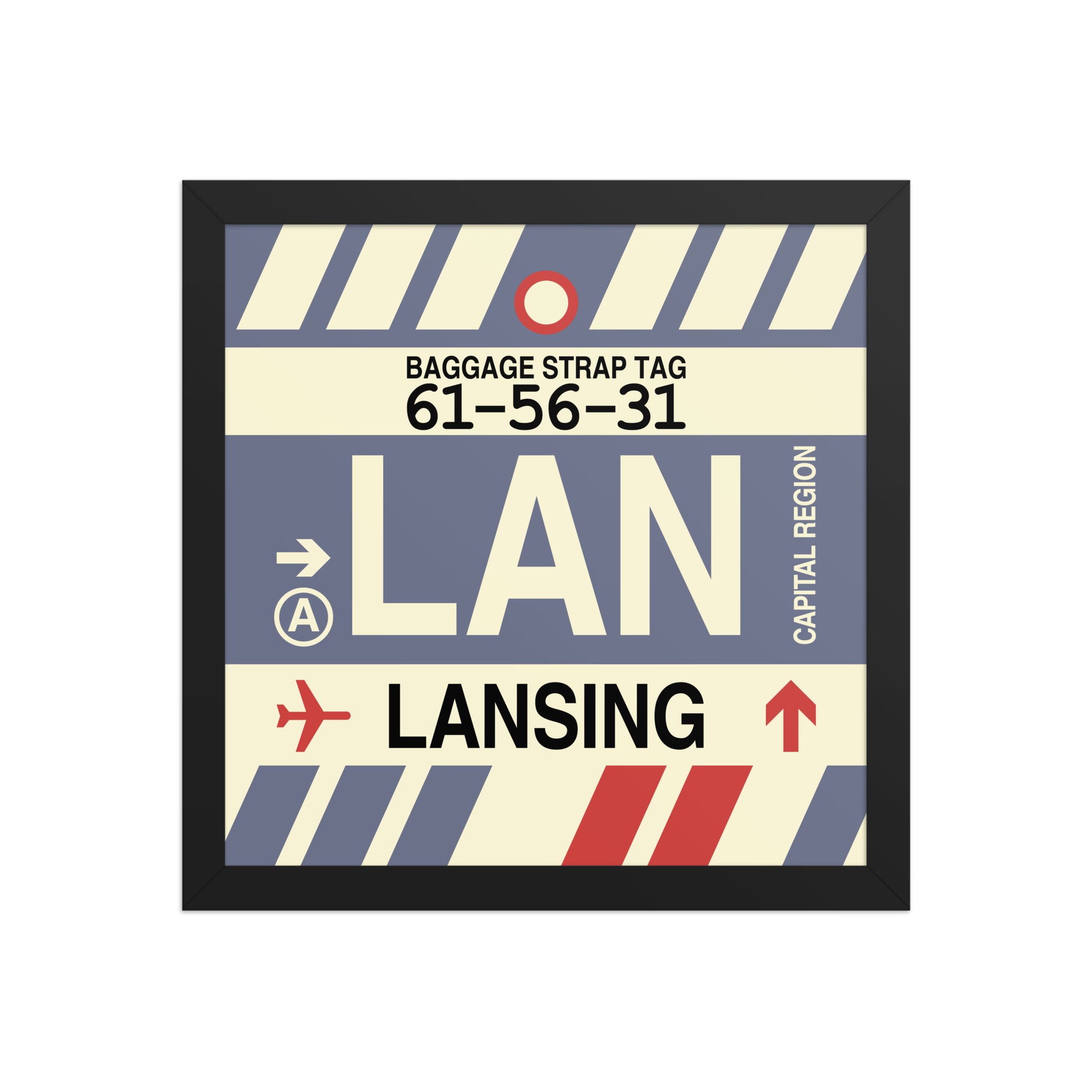 LAN Lansing Framed Print • Jet Age Baggage Tag Design • YHM Designs - Image 03
