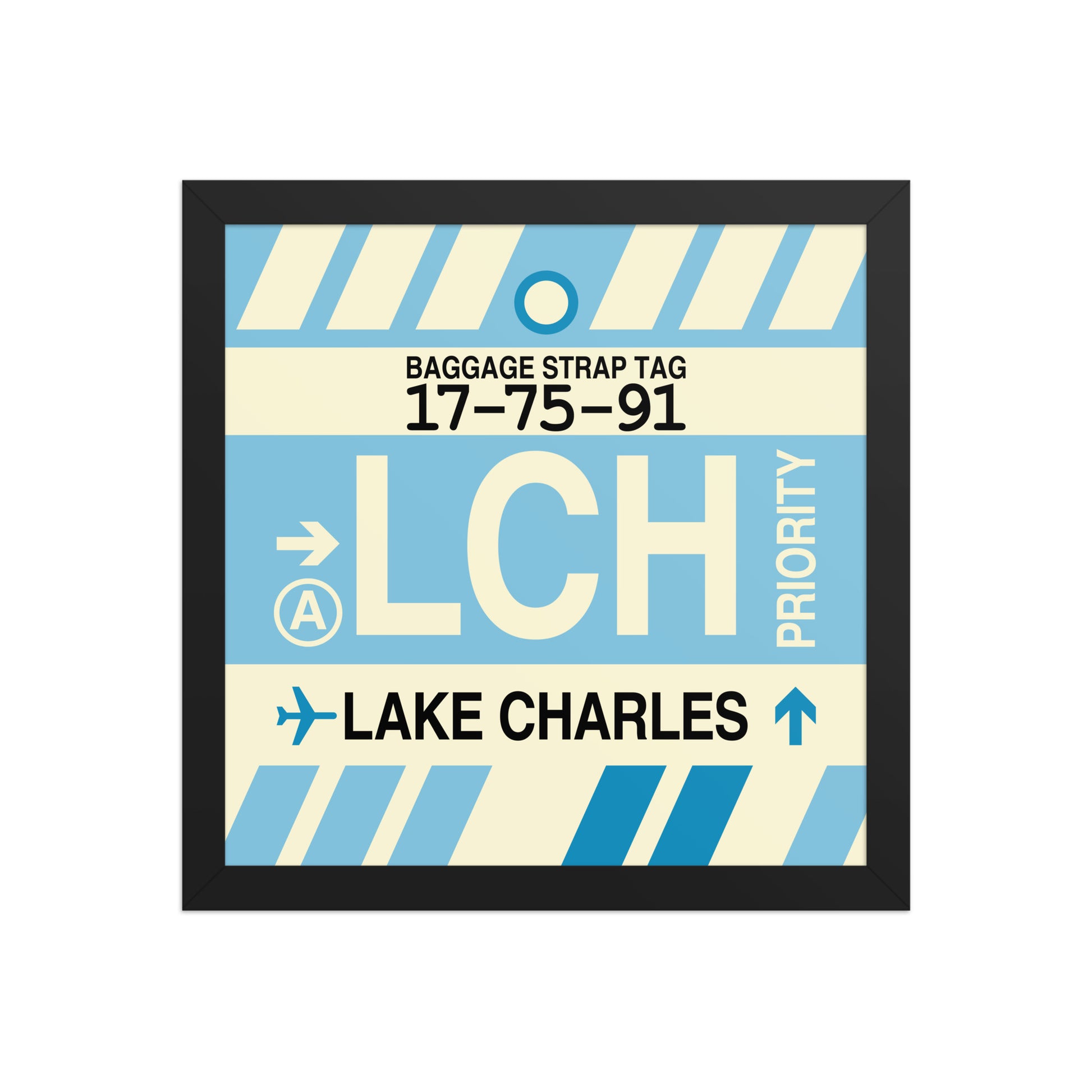 LCH Lake Charles Framed Print • Jet Age Baggage Tag Design • YHM Designs - Image 03
