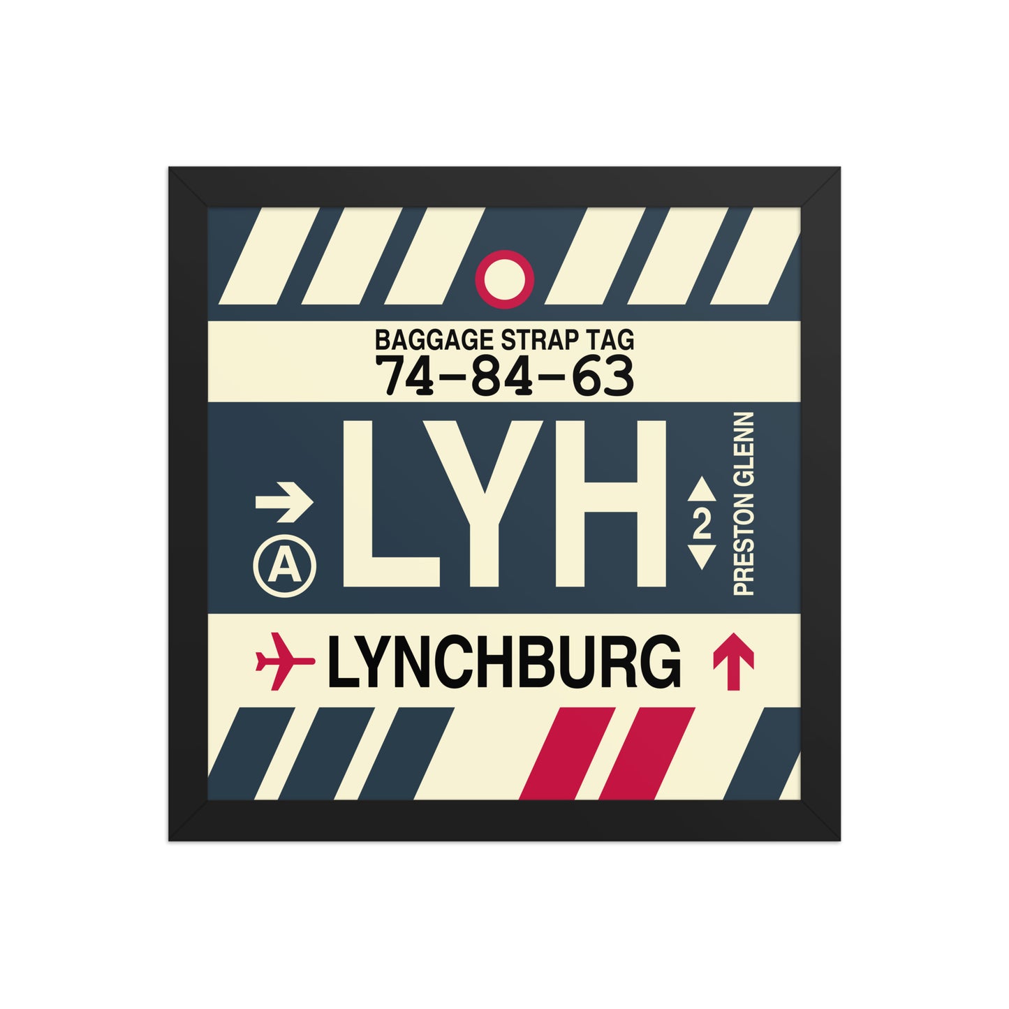 LYH Lynchburg Framed Print • Jet Age Baggage Tag Design • YHM Designs - Image 03