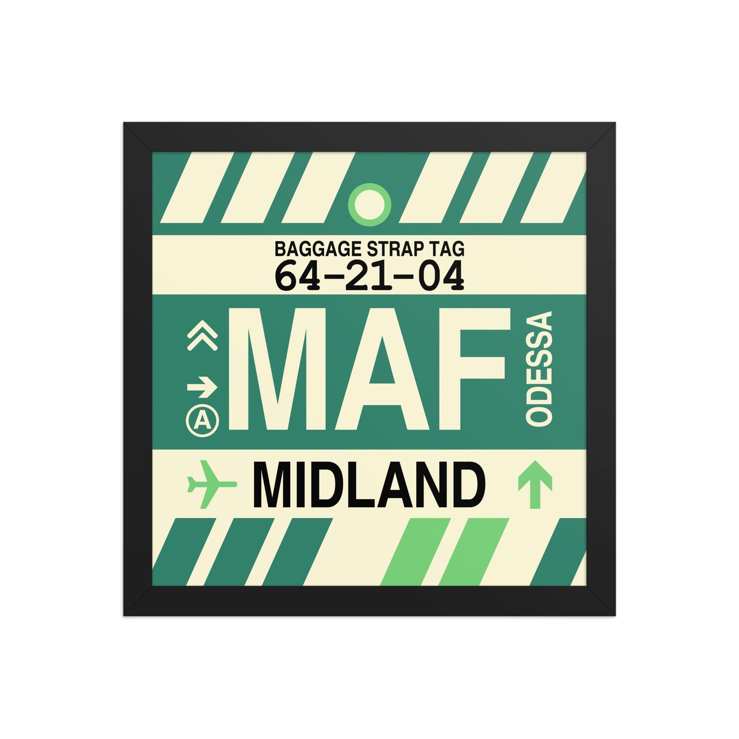 MAF Midland-Odessa Framed Print • Jet Age Baggage Tag Design • YHM Designs - Image 03