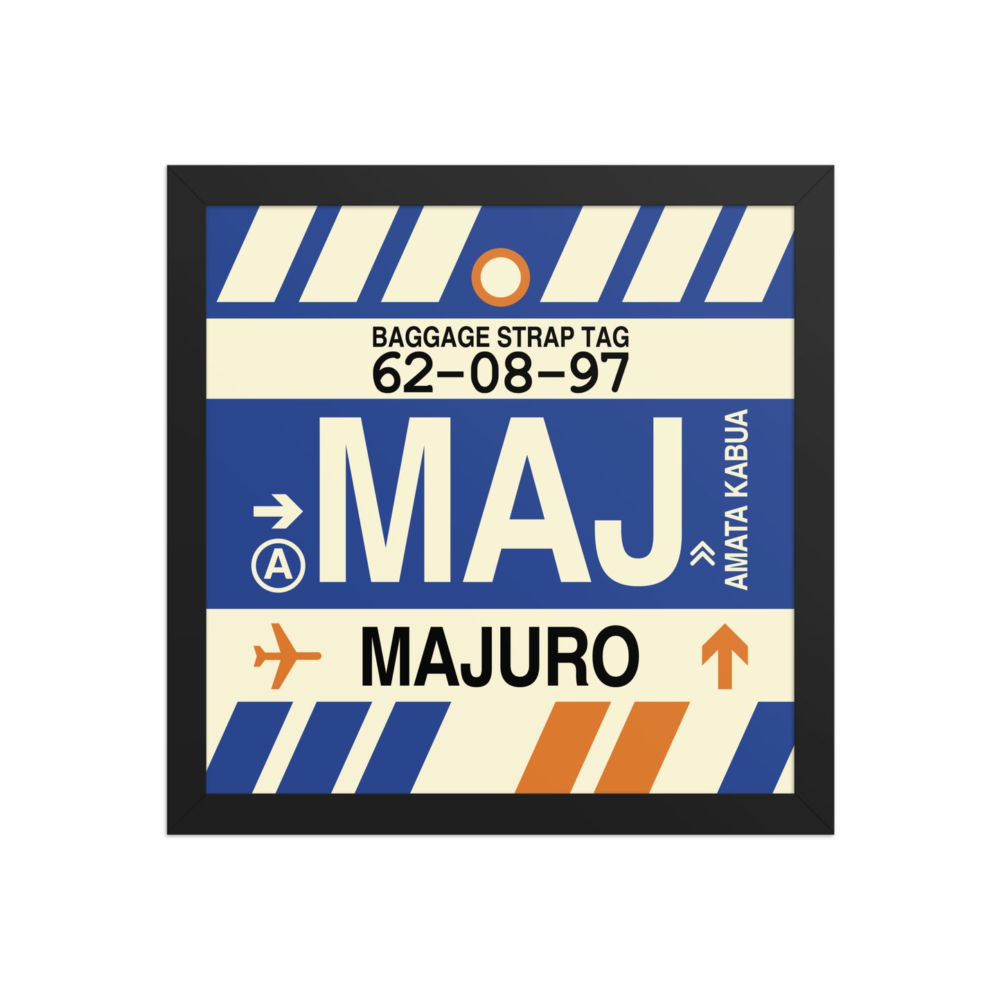MAJ Majuro Framed Print • Jet Age Baggage Tag Design • YHM Designs - Image 03