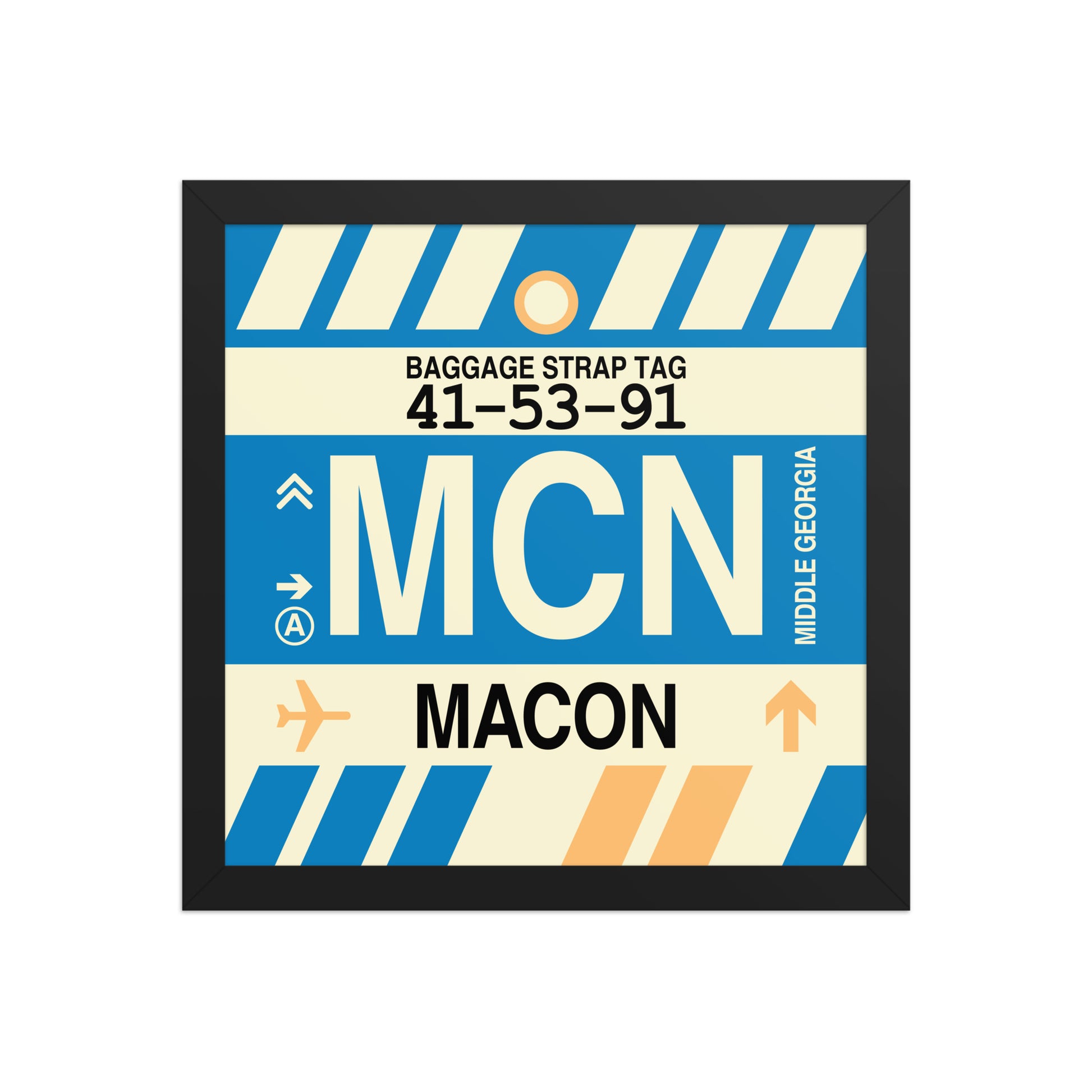 MCN Macon Framed Print • Jet Age Baggage Tag Design • YHM Designs - Image 03