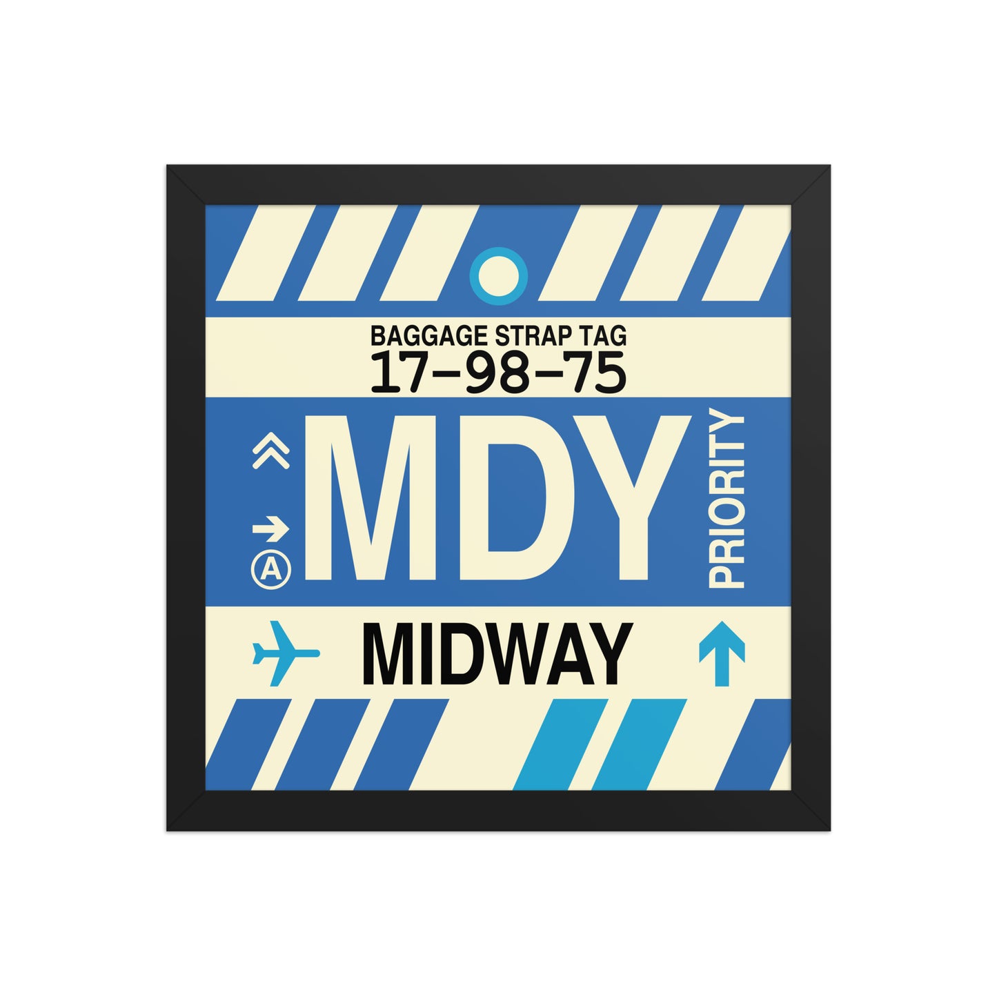 MDY Midway Framed Print • Jet Age Baggage Tag Design • YHM Designs - Image 03